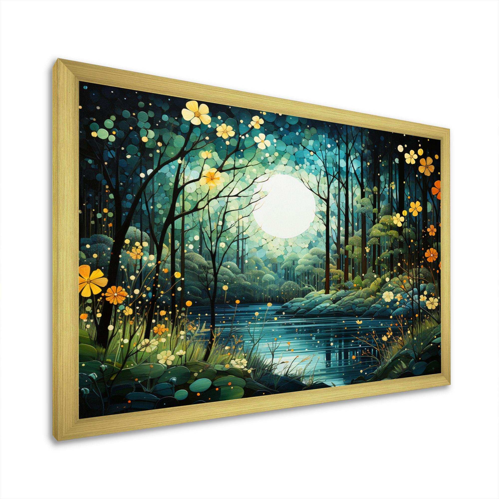 Forest Enchanted Forest Pointillism I - Landscapes Canvas Wall Art