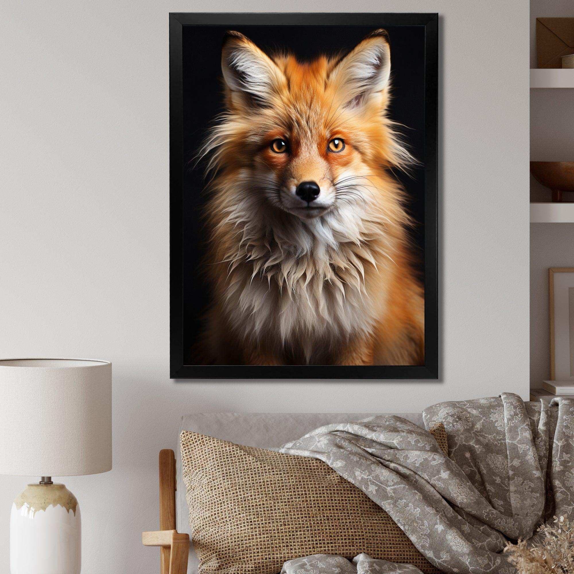 Orange Fox Guardian - Animals Canvas Wall Art