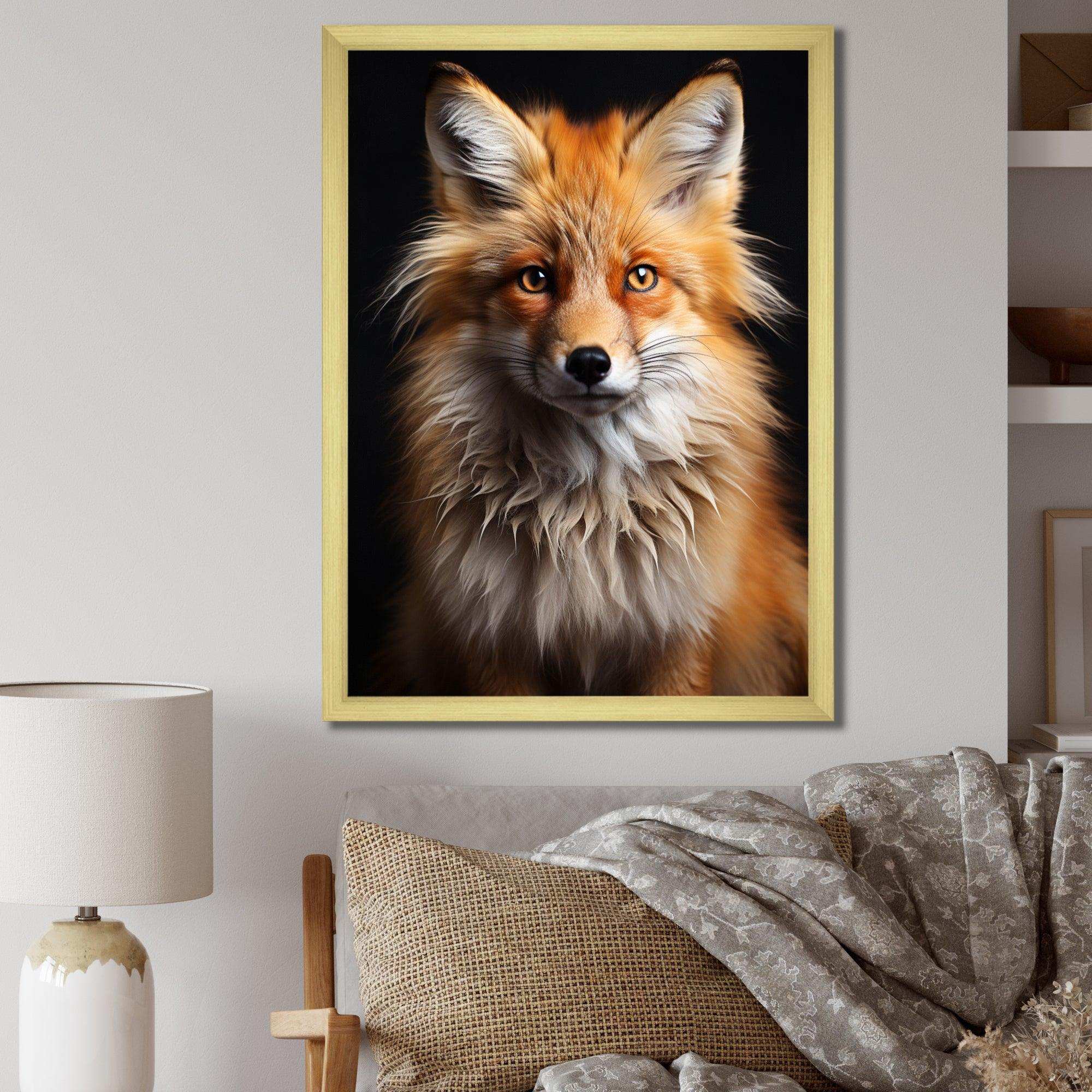 Orange Fox Guardian - Animals Canvas Wall Art