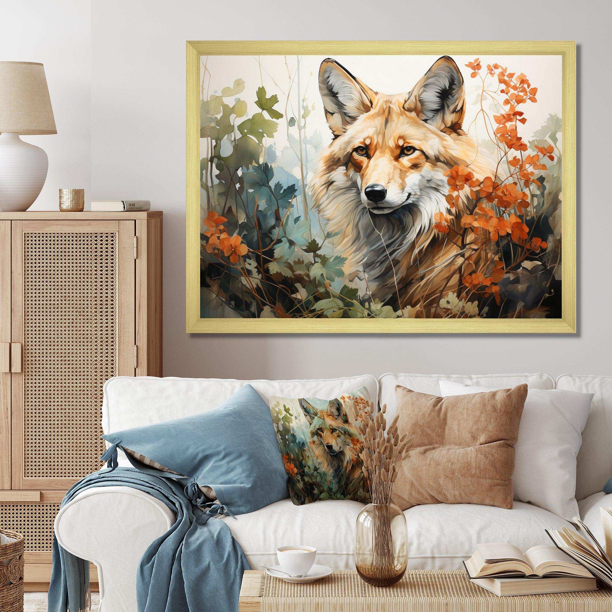 Fox Wilderness Observer Geometric - Animals Canvas Wall Art