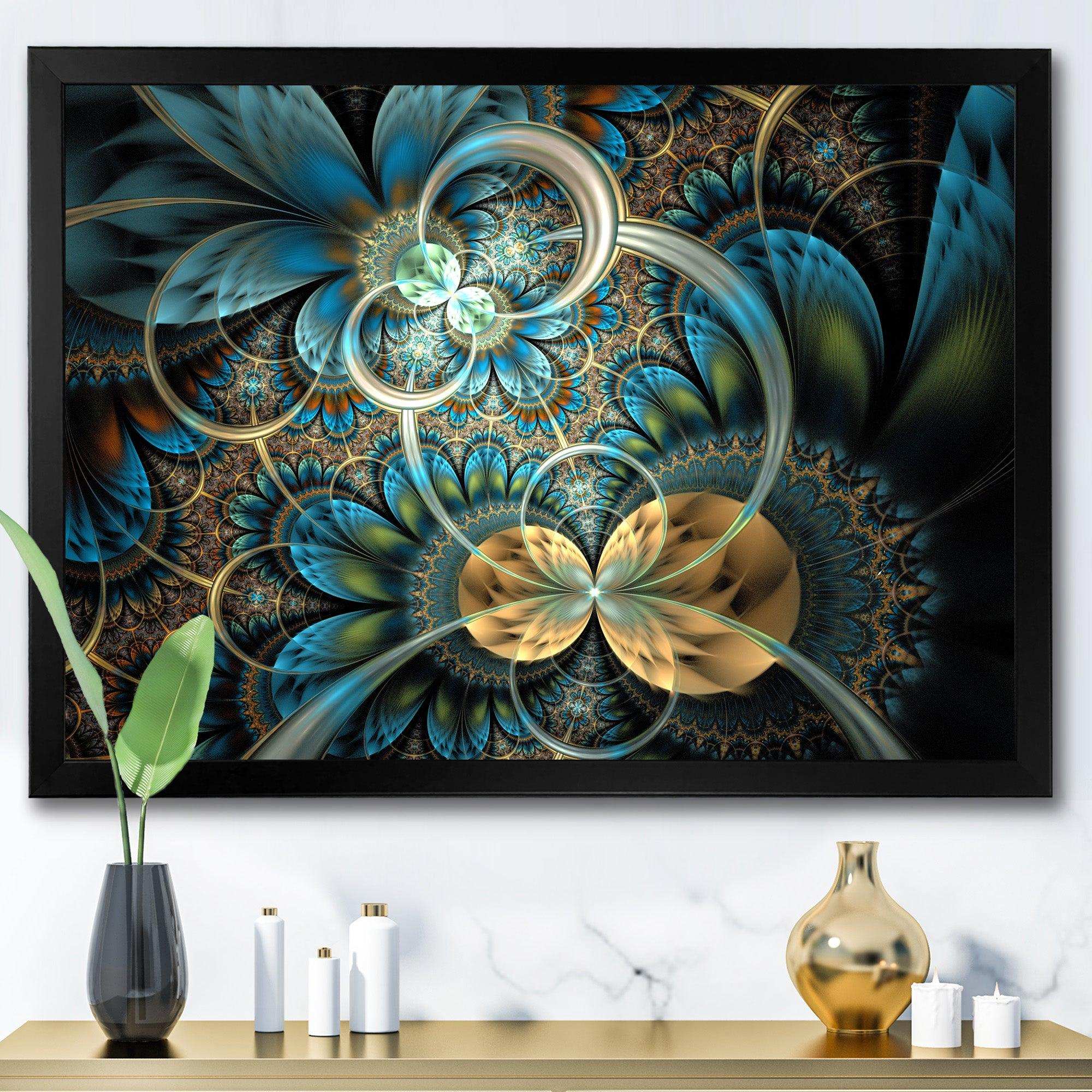 Symmetrical Blue Gold Fractal Flower