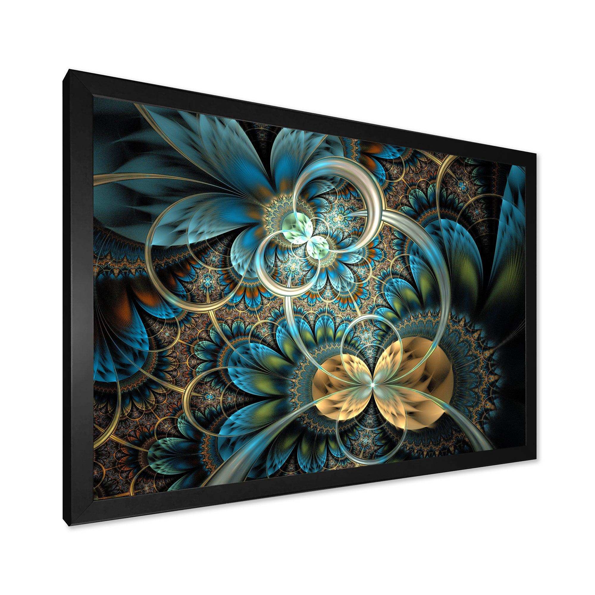 Symmetrical Blue Gold Fractal Flower