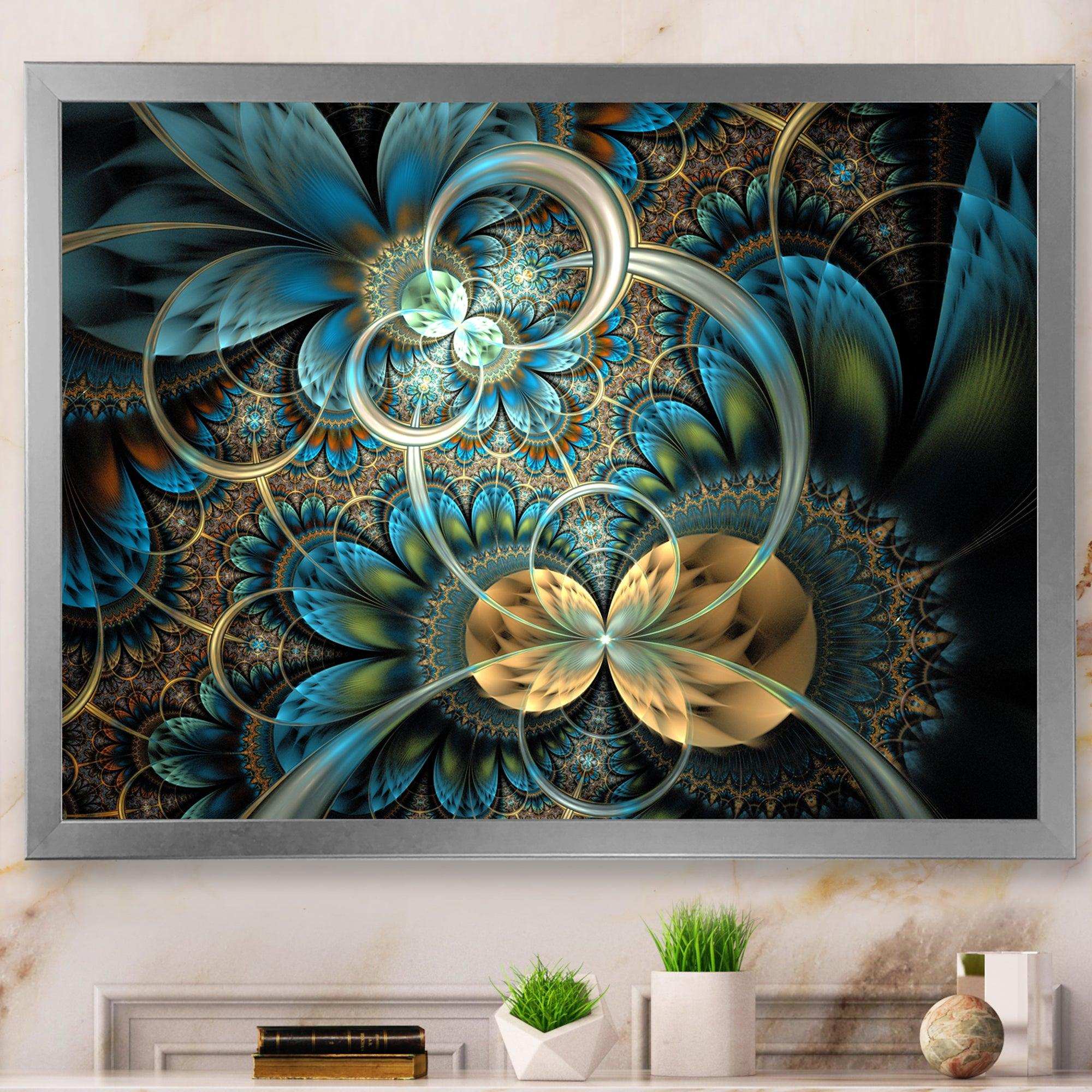 Symmetrical Blue Gold Fractal Flower