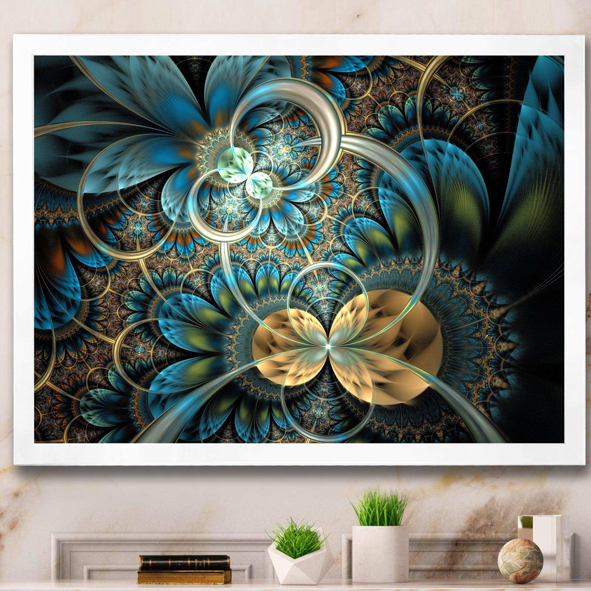 Symmetrical Blue Gold Fractal Flower