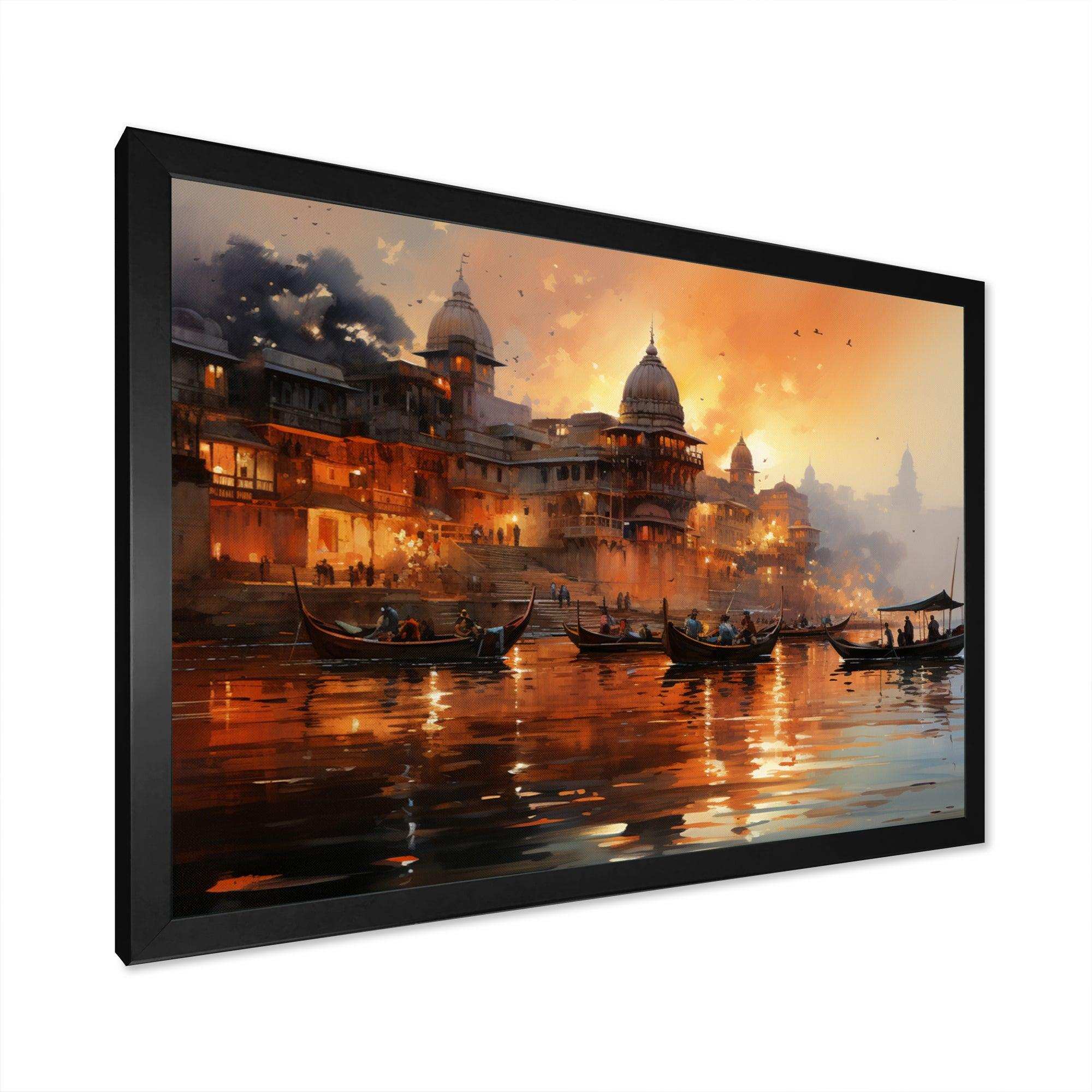Indian Art Sunset At - People Canvas Wall Art
