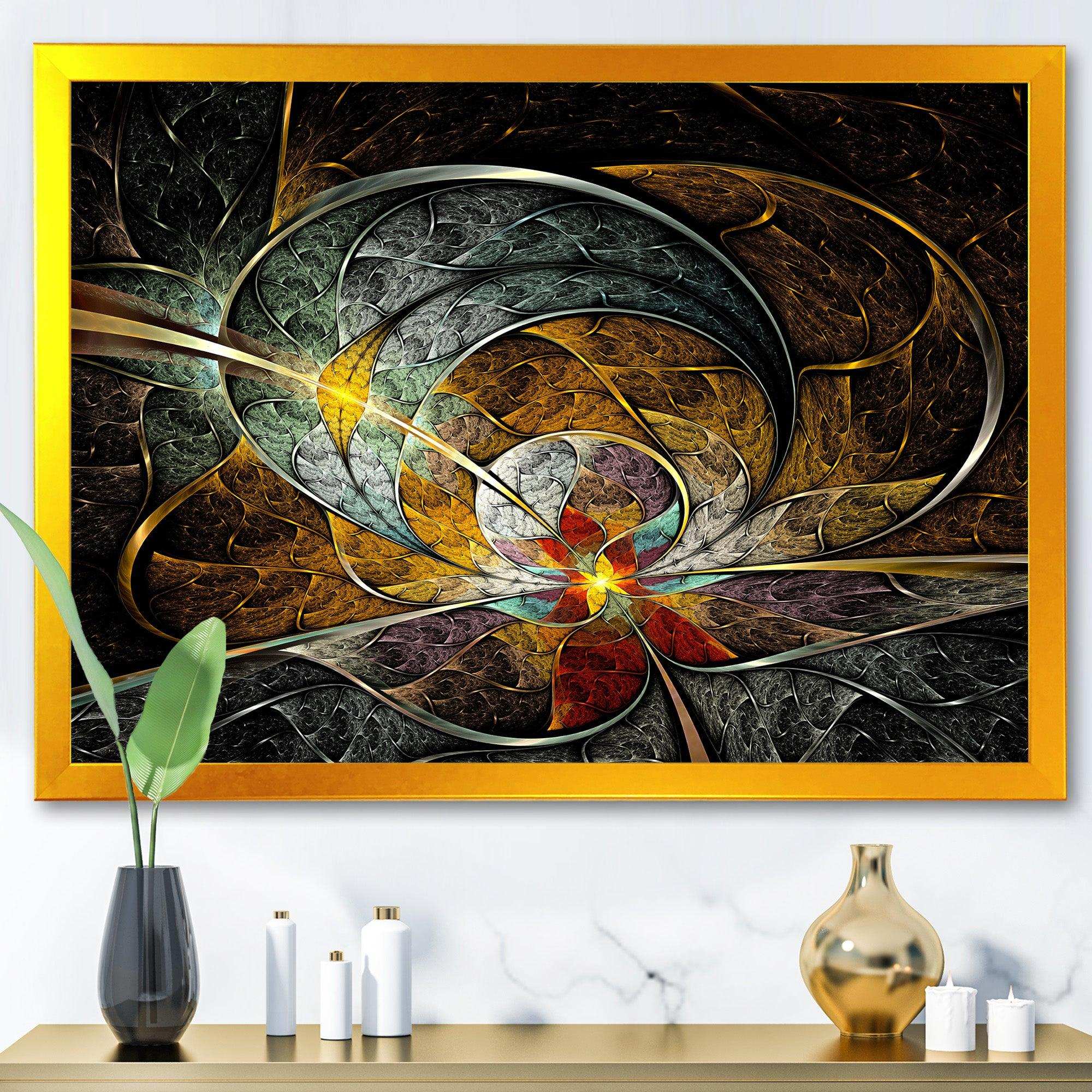 Symmetrical Yellow Digital Art Flower