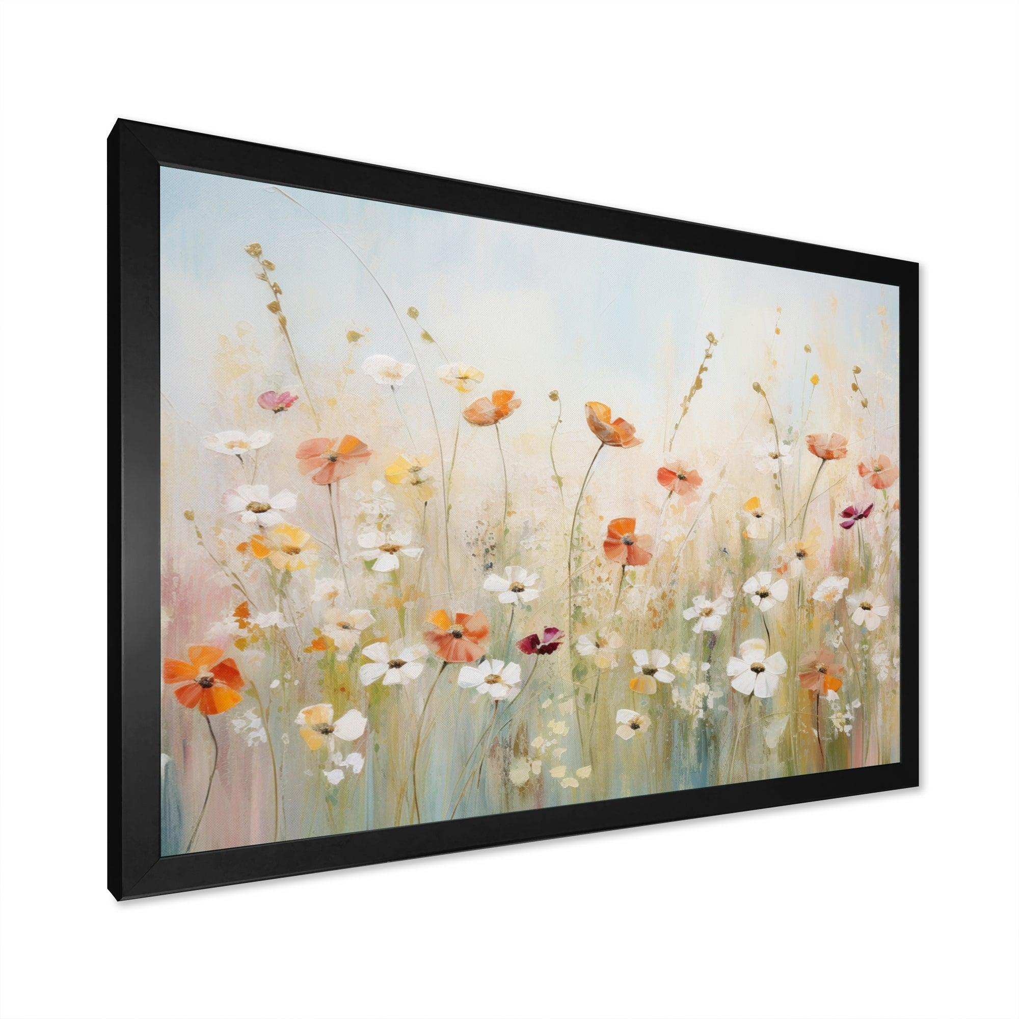 Meadow Contemporary Wildflowers - Landscapes Canvas Wall Art
