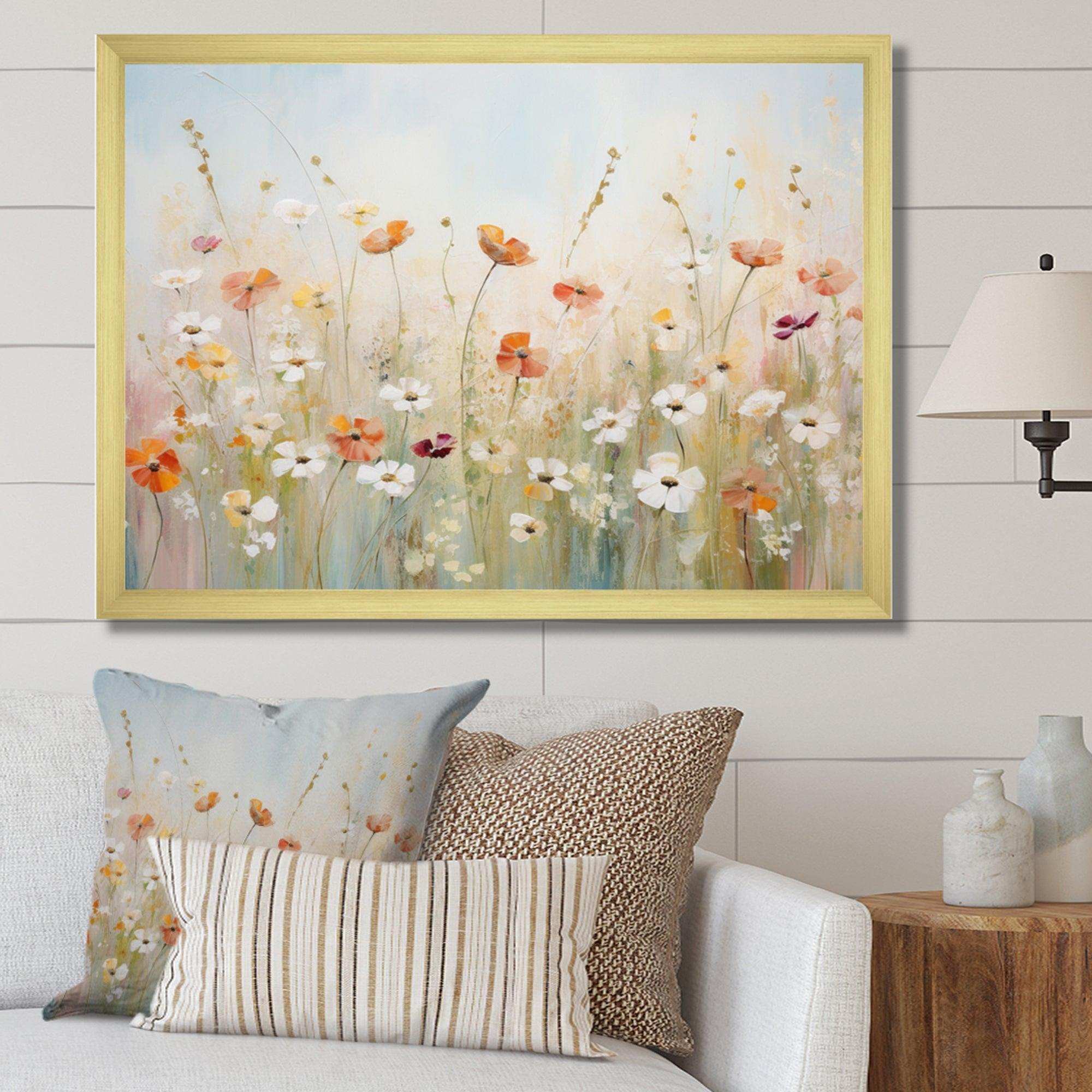 Meadow Contemporary Wildflowers - Landscapes Canvas Wall Art