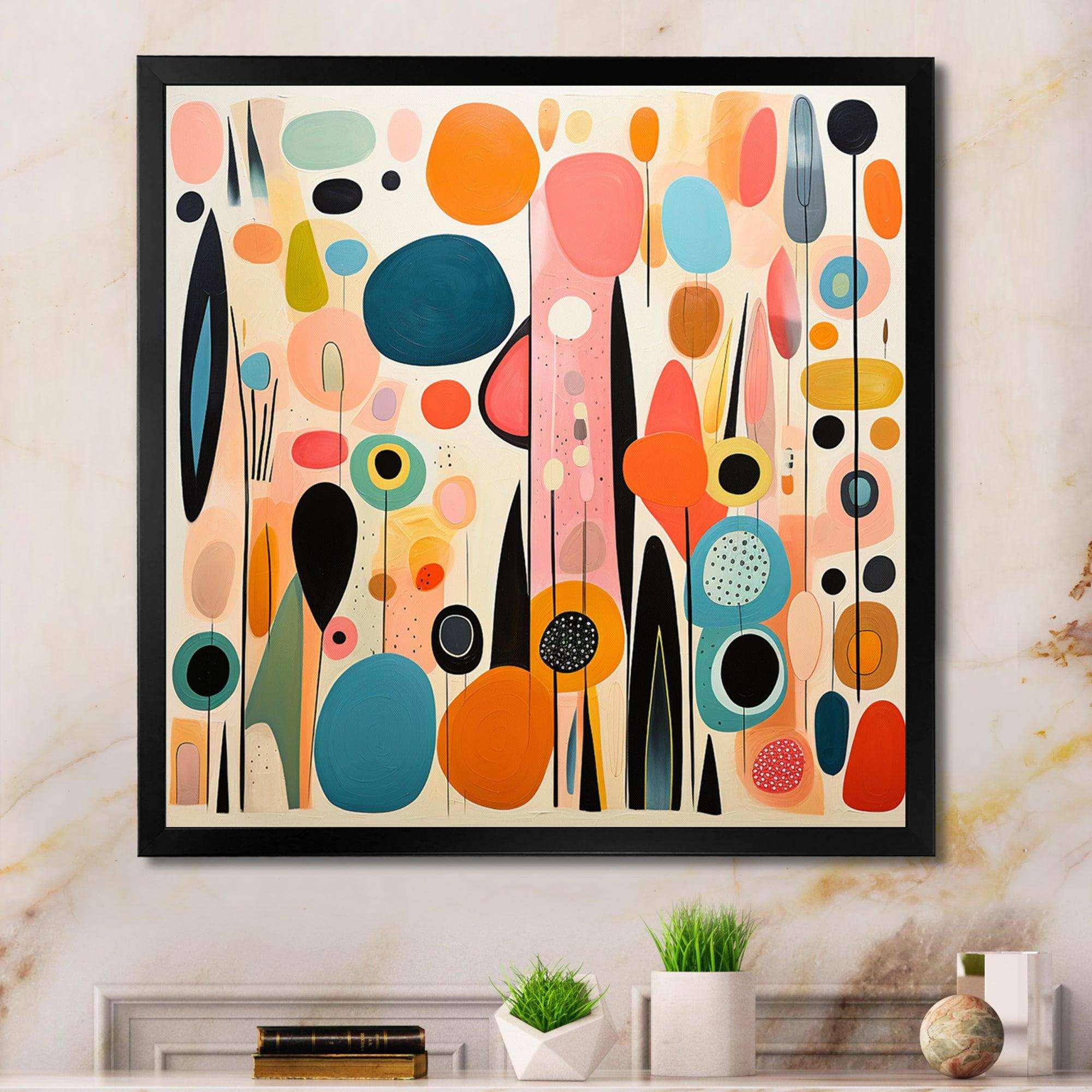 Pink Mid Century Playful Patterns II - Abstract Canvas Wall Art