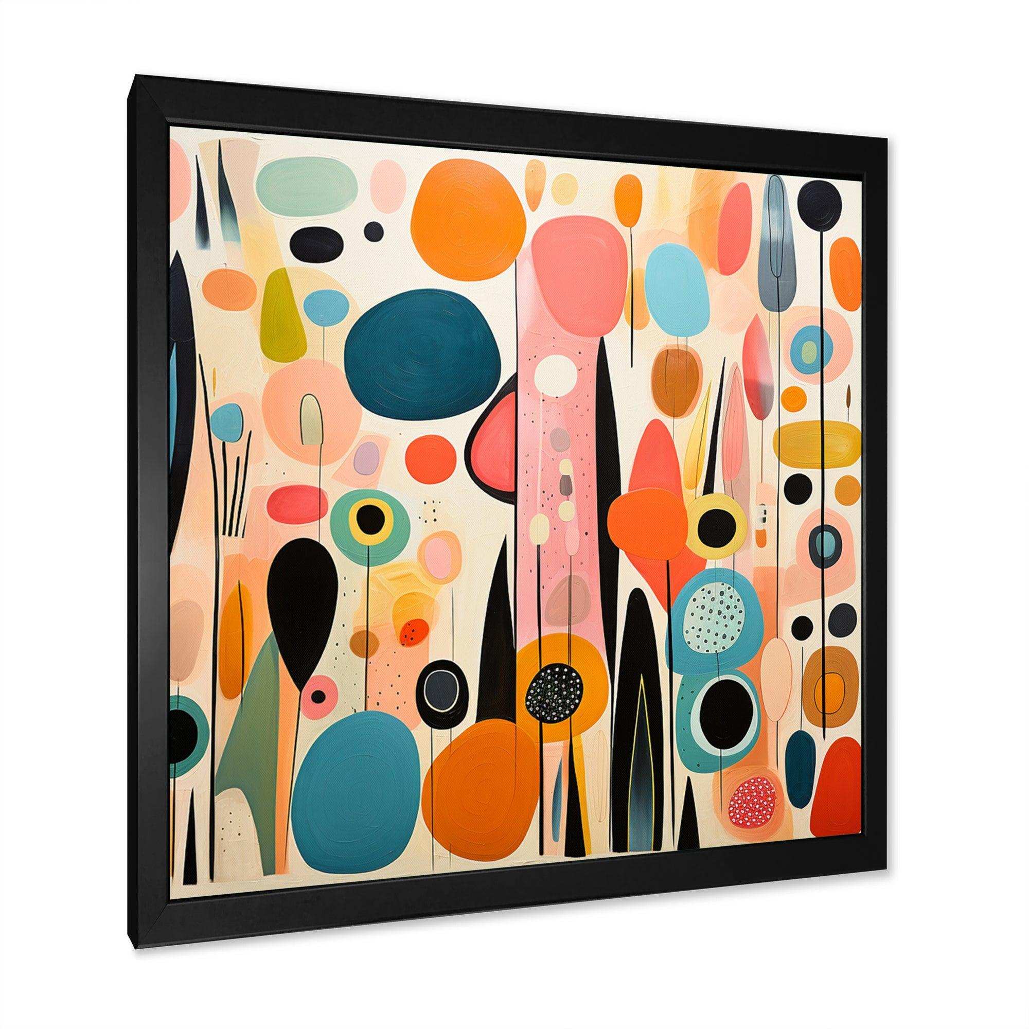 Pink Mid Century Playful Patterns II - Abstract Canvas Wall Art