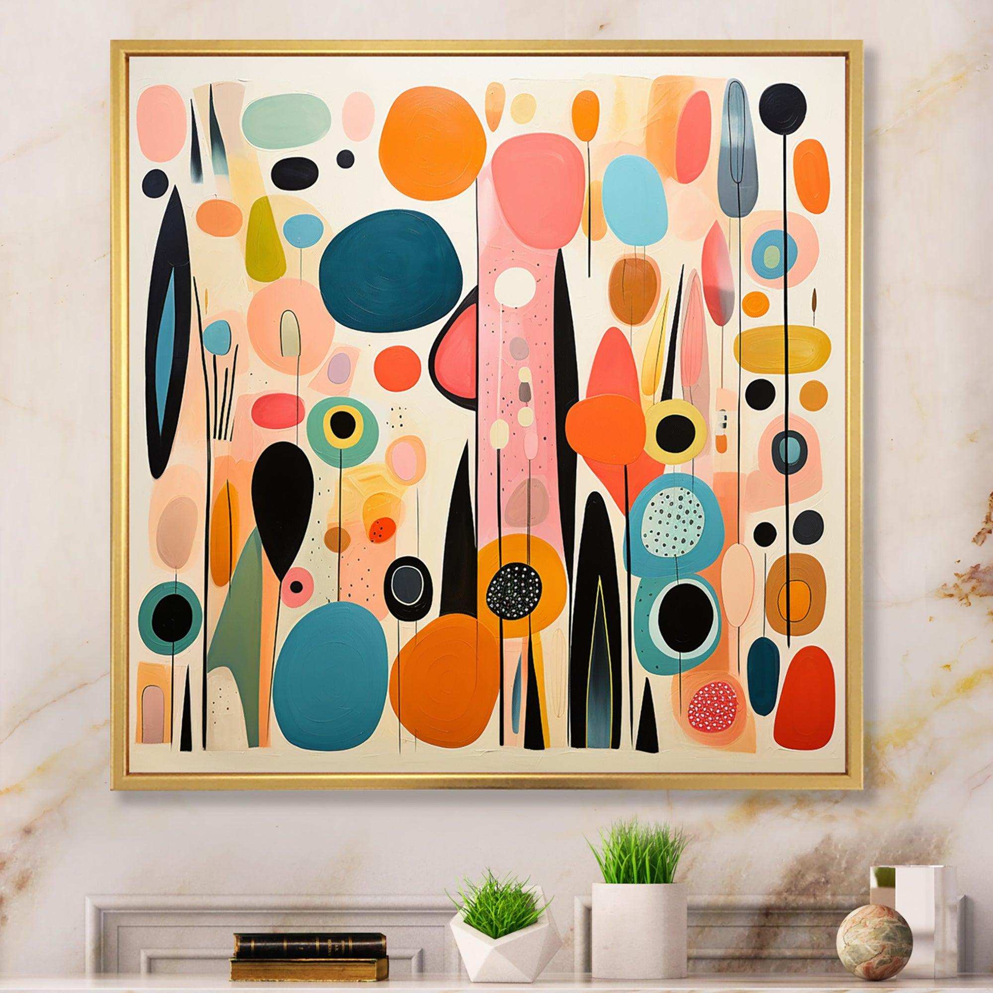 Pink Mid Century Playful Patterns II - Abstract Canvas Wall Art