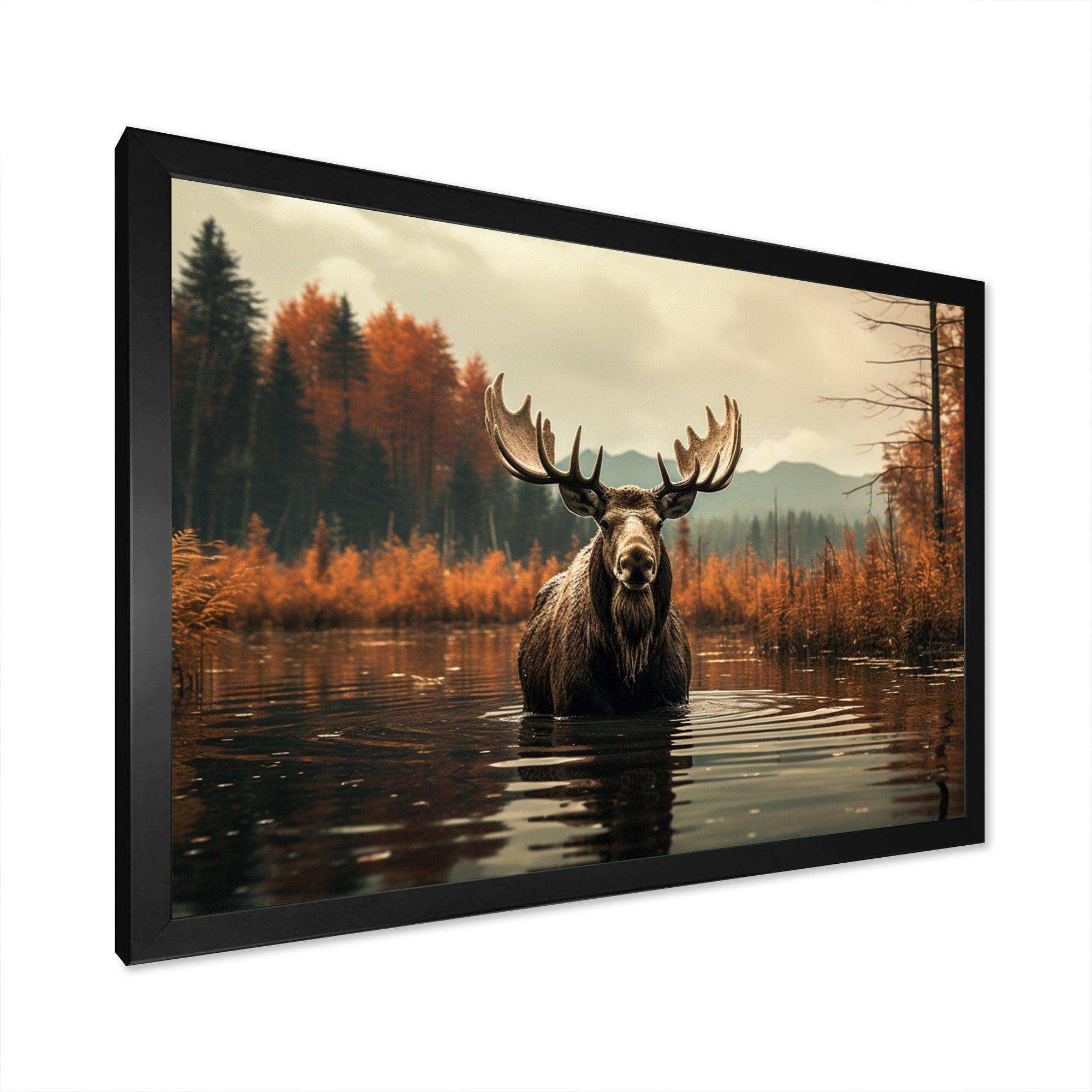 Brown Orange Moose Autumn Palette - Animals Canvas Wall Art