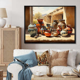 Native Art Pueblo Pottery II - People Canvas Wall Art