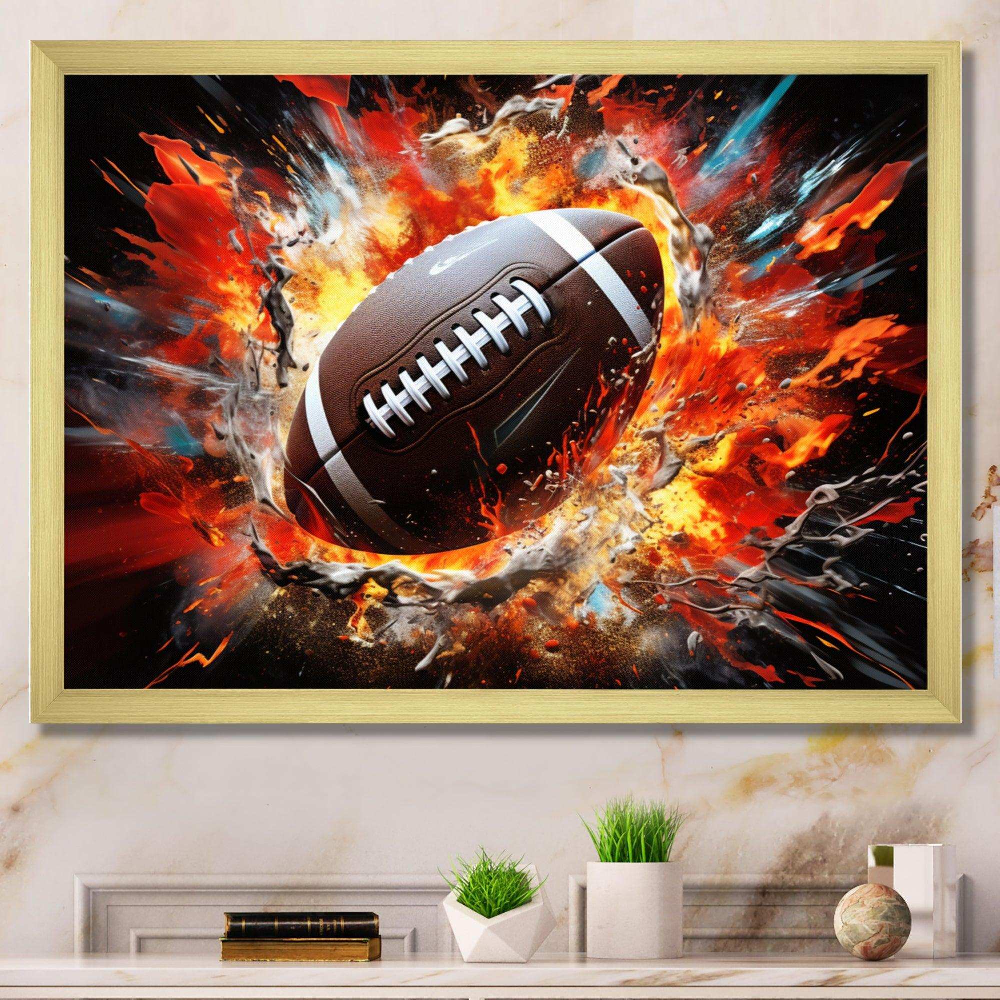 Red Football Explosive Ballon - Sports Canvas Wall Art