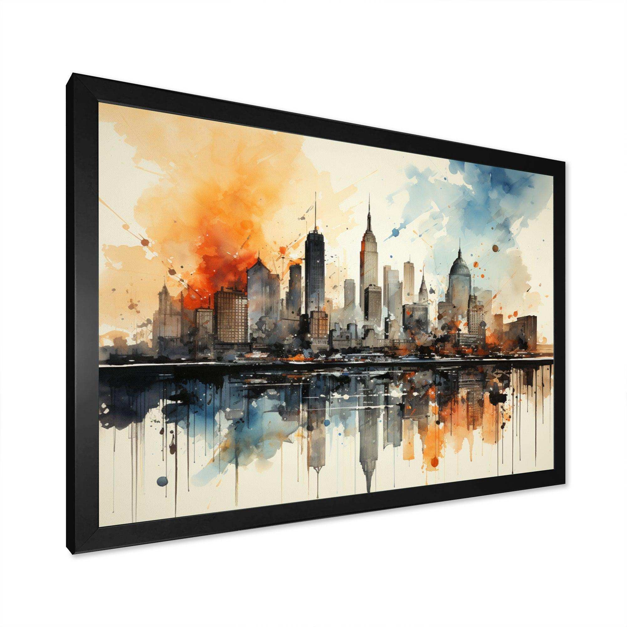 Colorful Nyc Cityscape Watercolor II - Cityscapes Canvas Wall Art