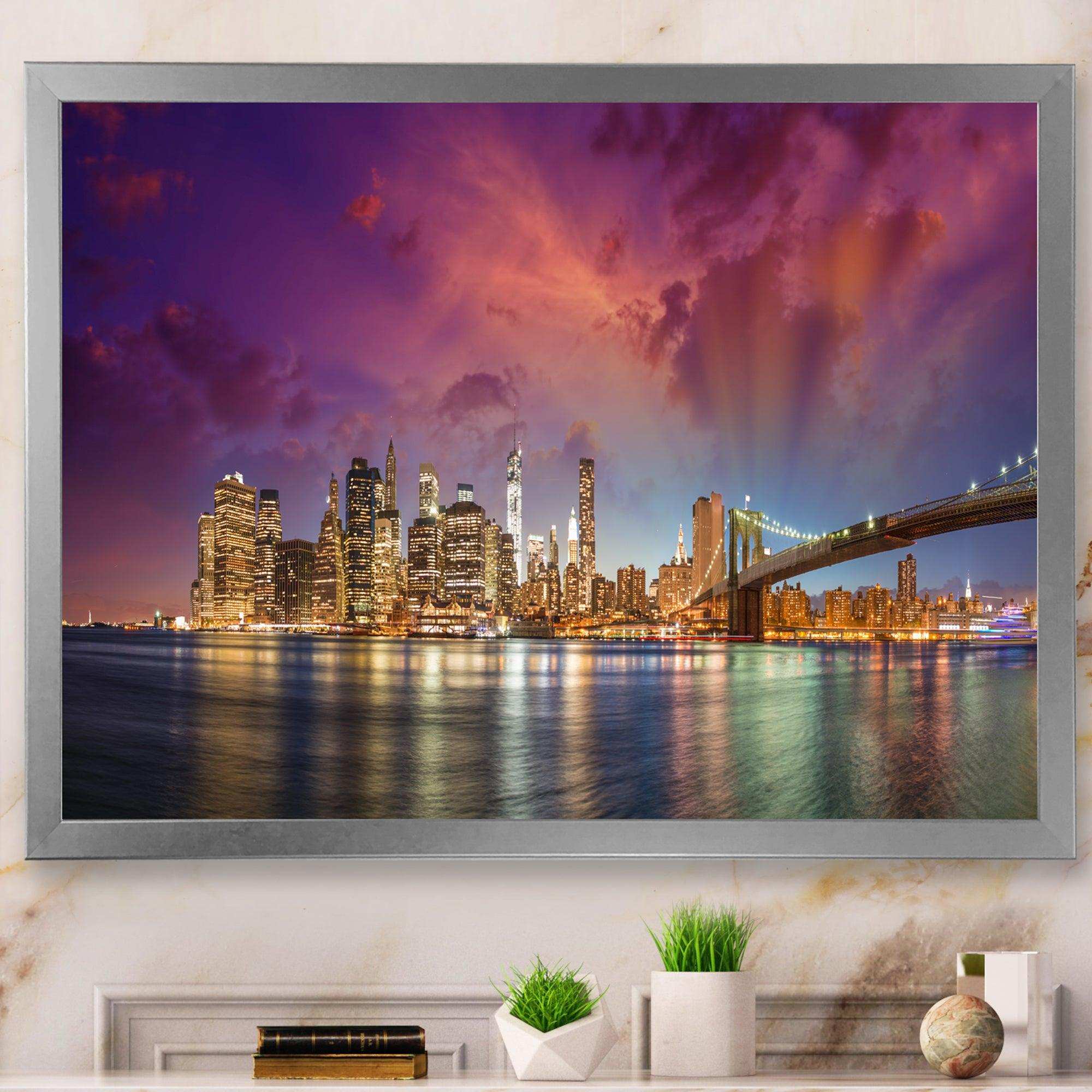 New York City Manhattan Skyline Red