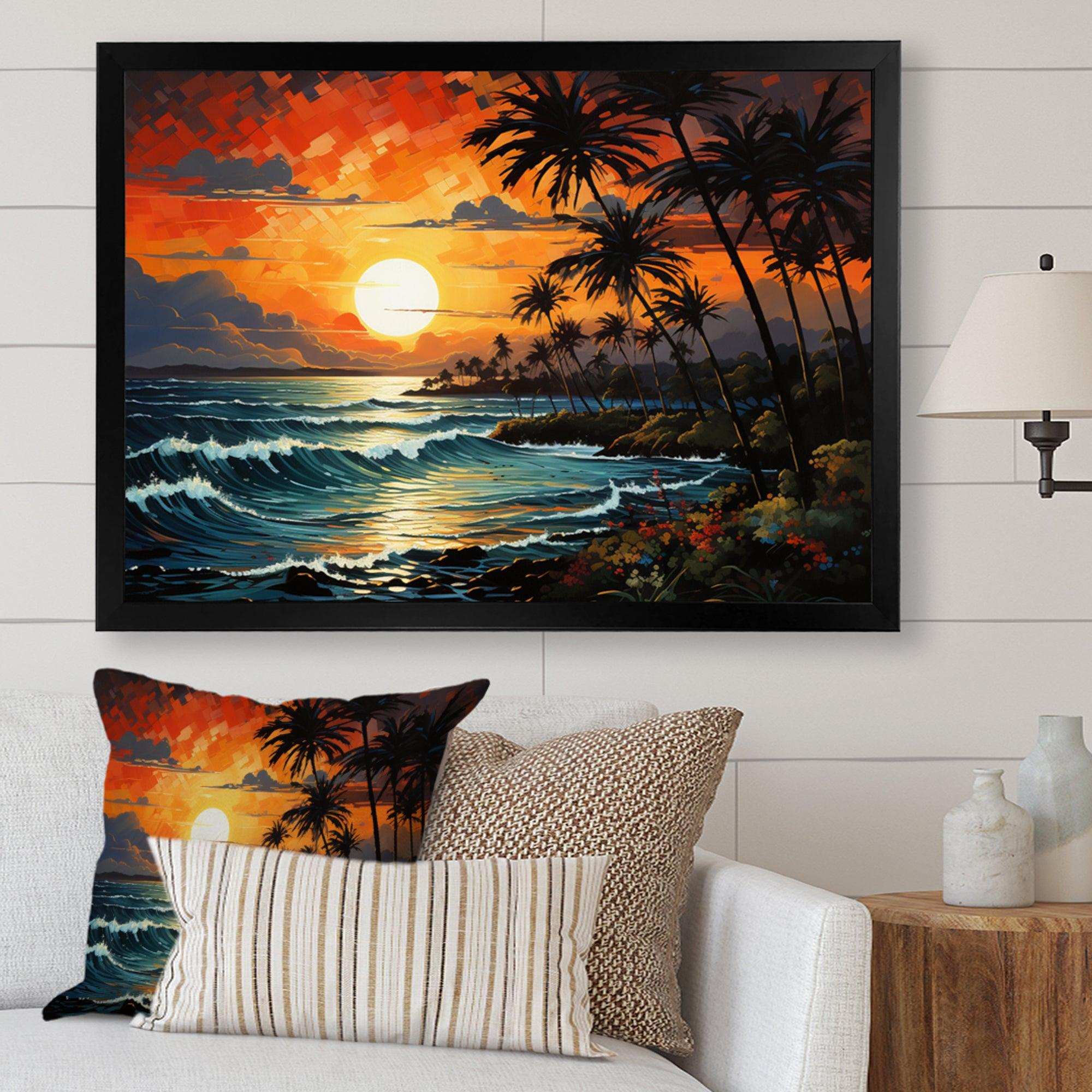 Palm Trees Sunrise I - Floral Canvas Wall Art