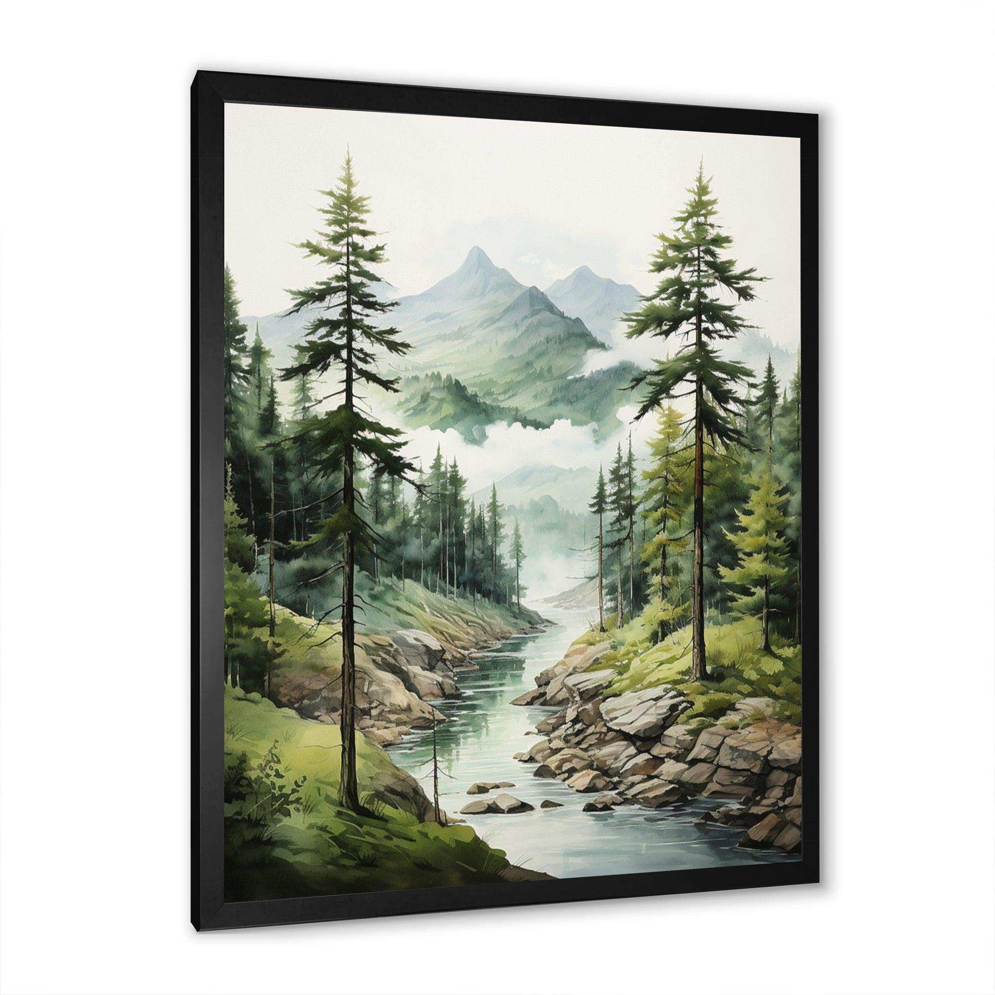 Green Pine Tree Eternal Guardians I - Floral Canvas Wall Art