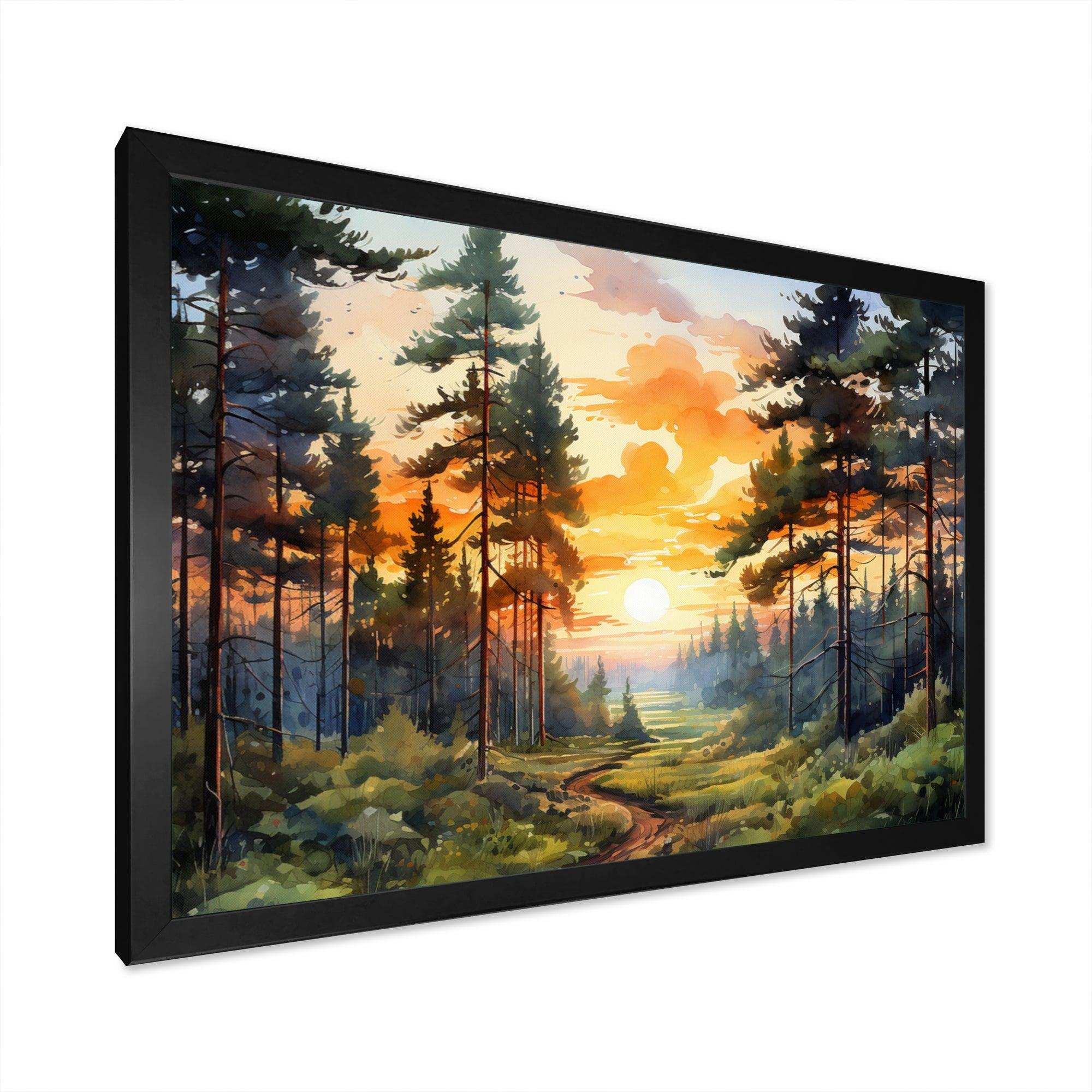 Pine Tree Sunset Glow I - Floral Canvas Wall Art