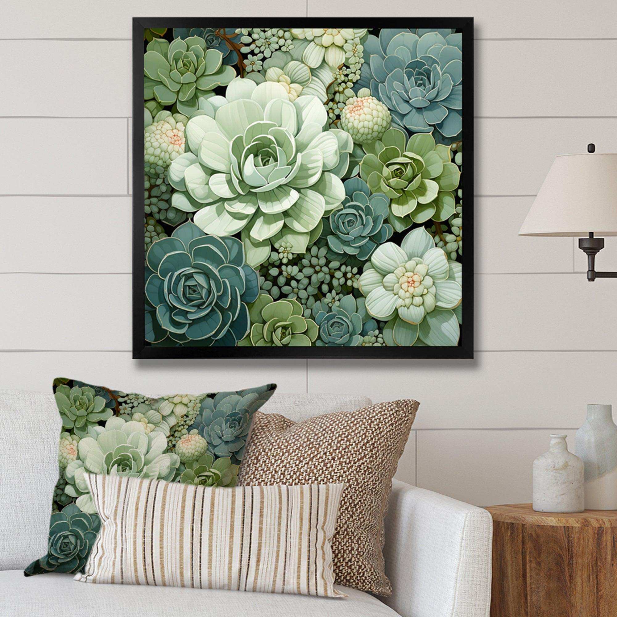 Green Succulents Flowers Serene Succulents IV - Floral Canvas Wall Art