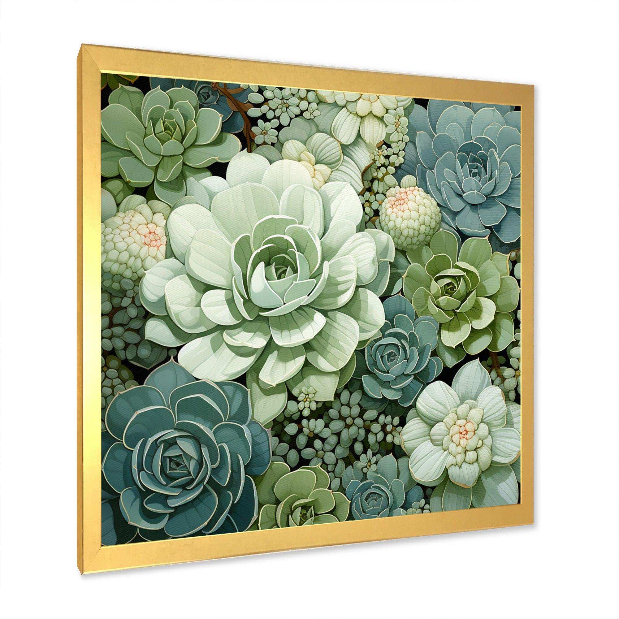 Green Succulents Flowers Serene Succulents IV - Floral Canvas Wall Art