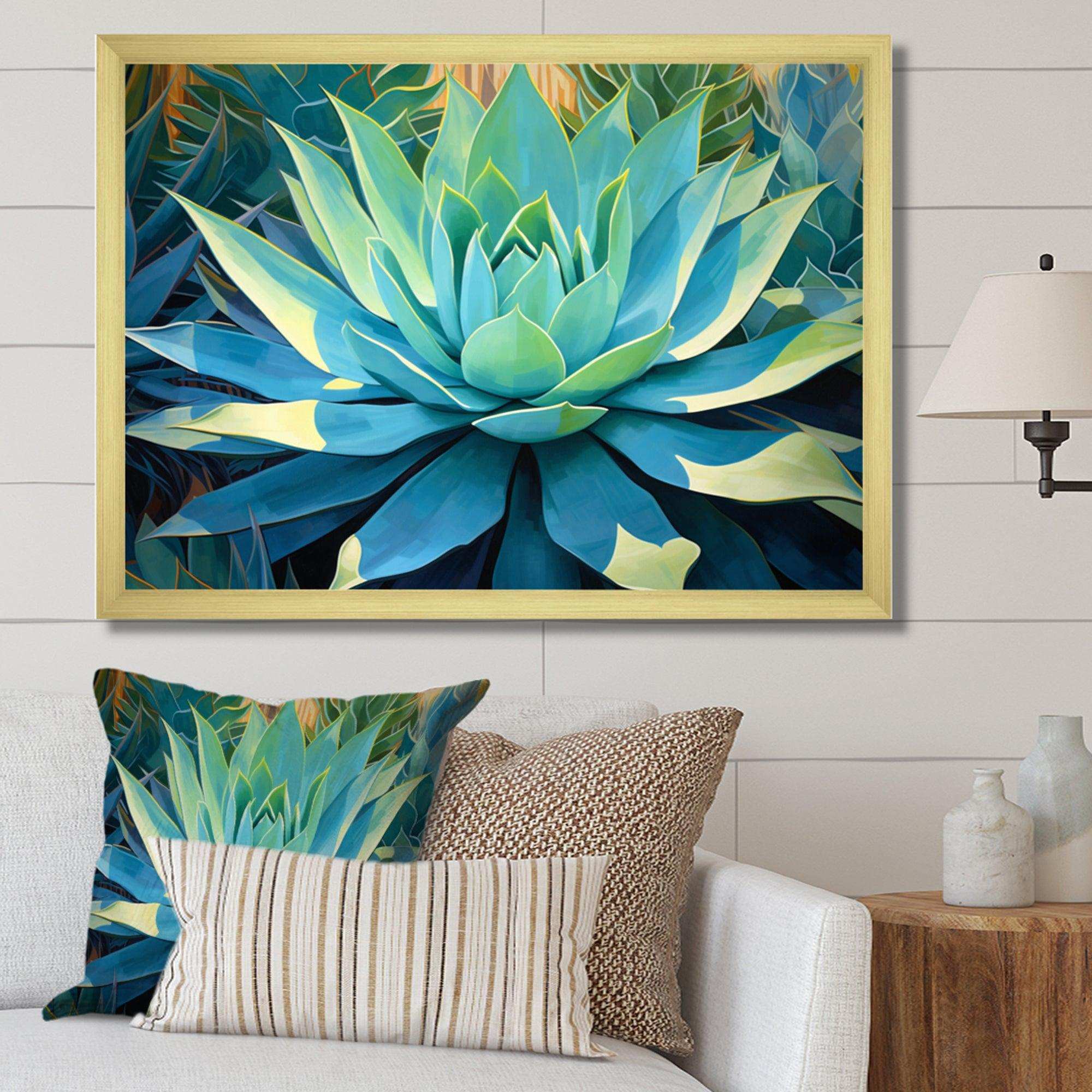Green Succulents Majestic Agave II - Floral Canvas Wall Art