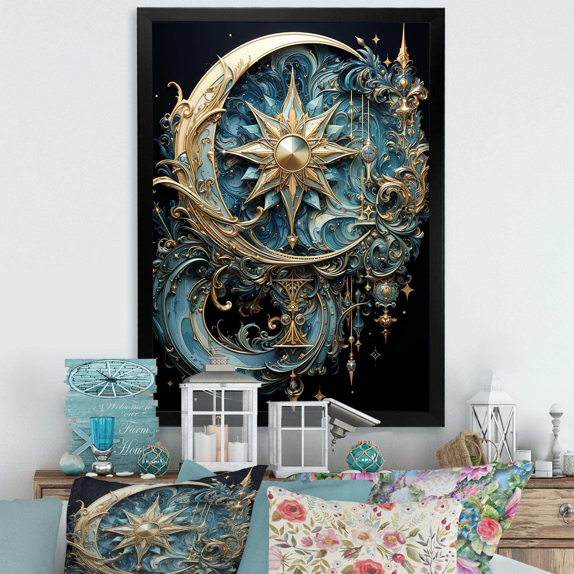 Symbols Crescent Moon And Stars - Fantasy Canvas Wall Art