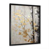 Tree Whispers Of Gray And Gold - Floral Canvas Wall Art