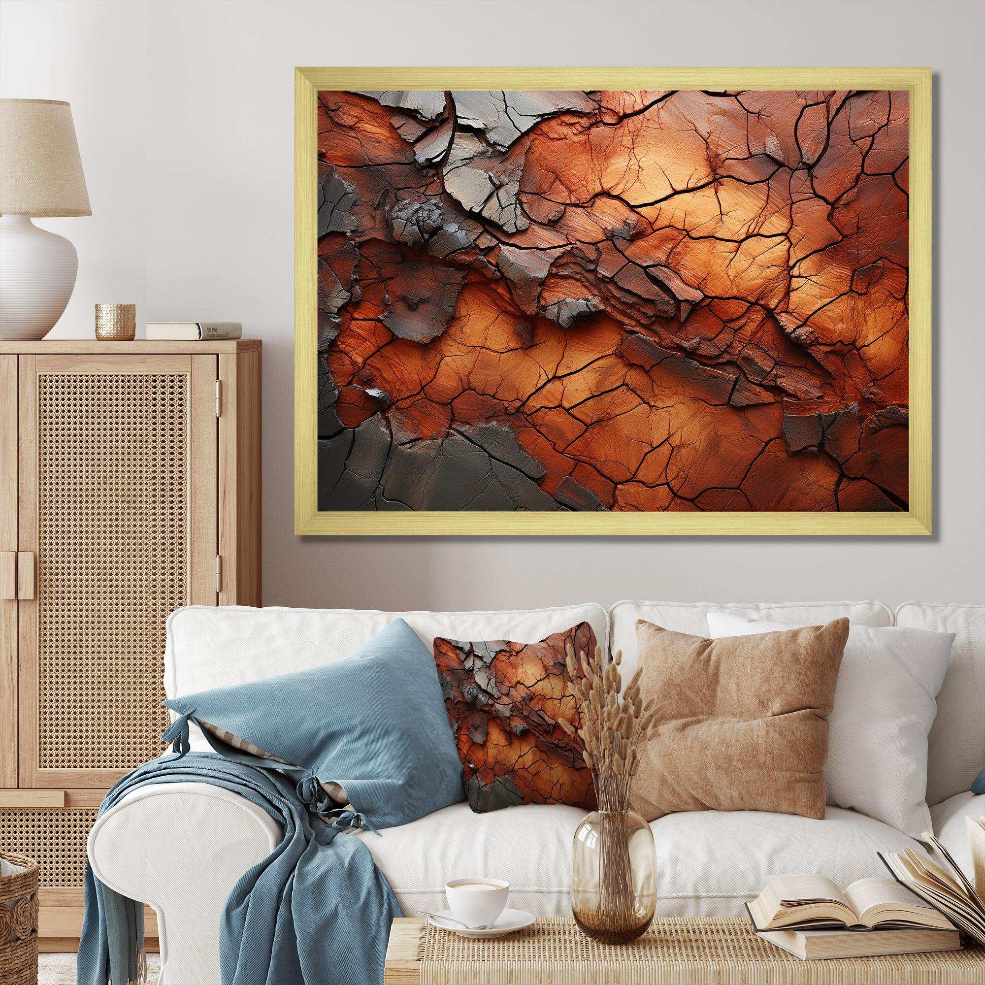 Brown Orange Abstract Redwood Tree Collage - Floral Canvas Wall Art