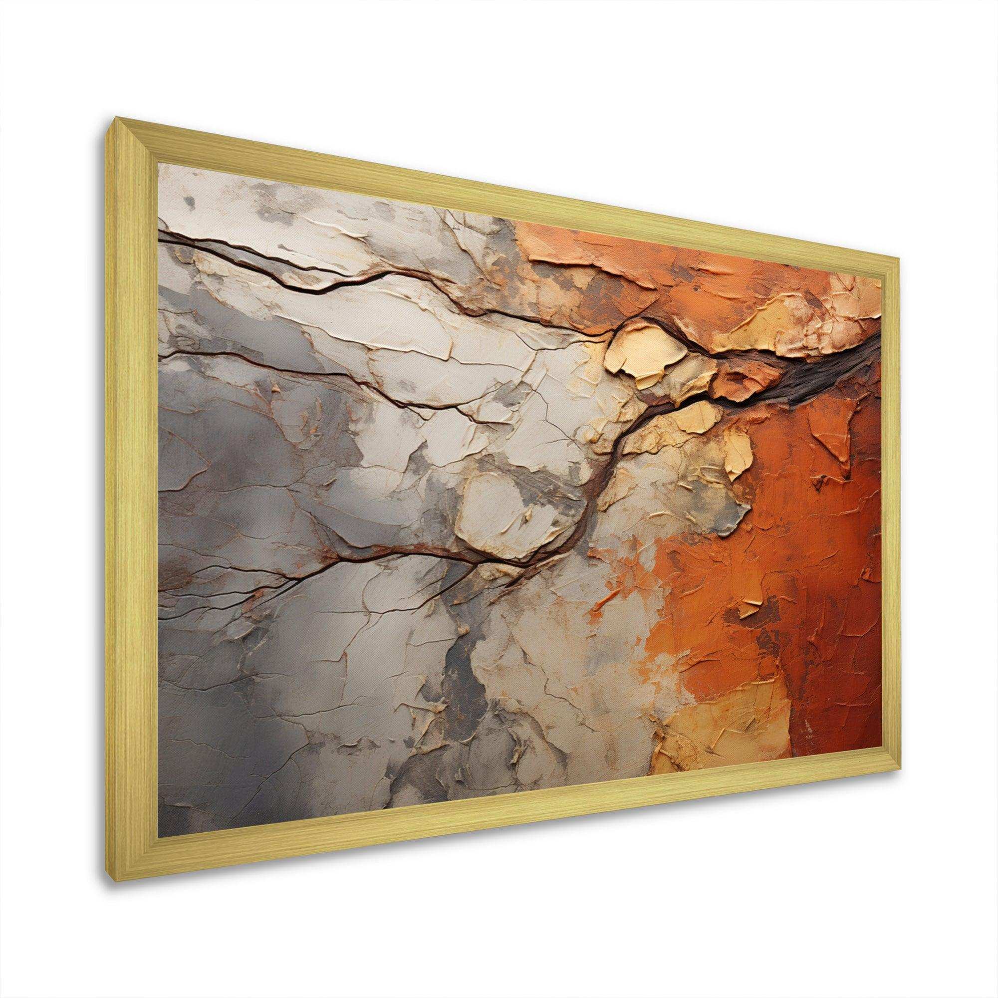 Orange Grey Abstract Redwood Tree Collage - Floral Canvas Wall Art