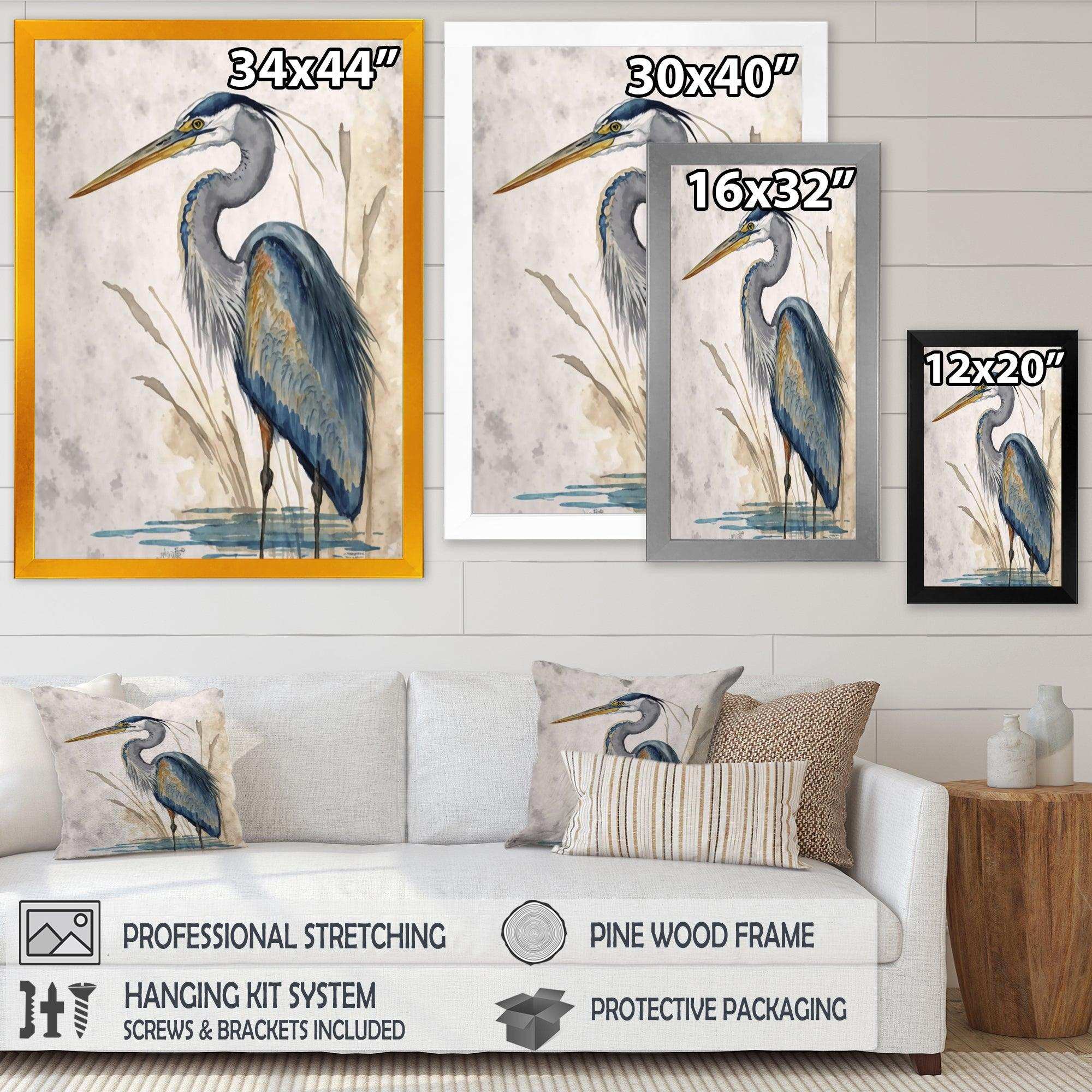 Heron By The Waterside Watercolour II