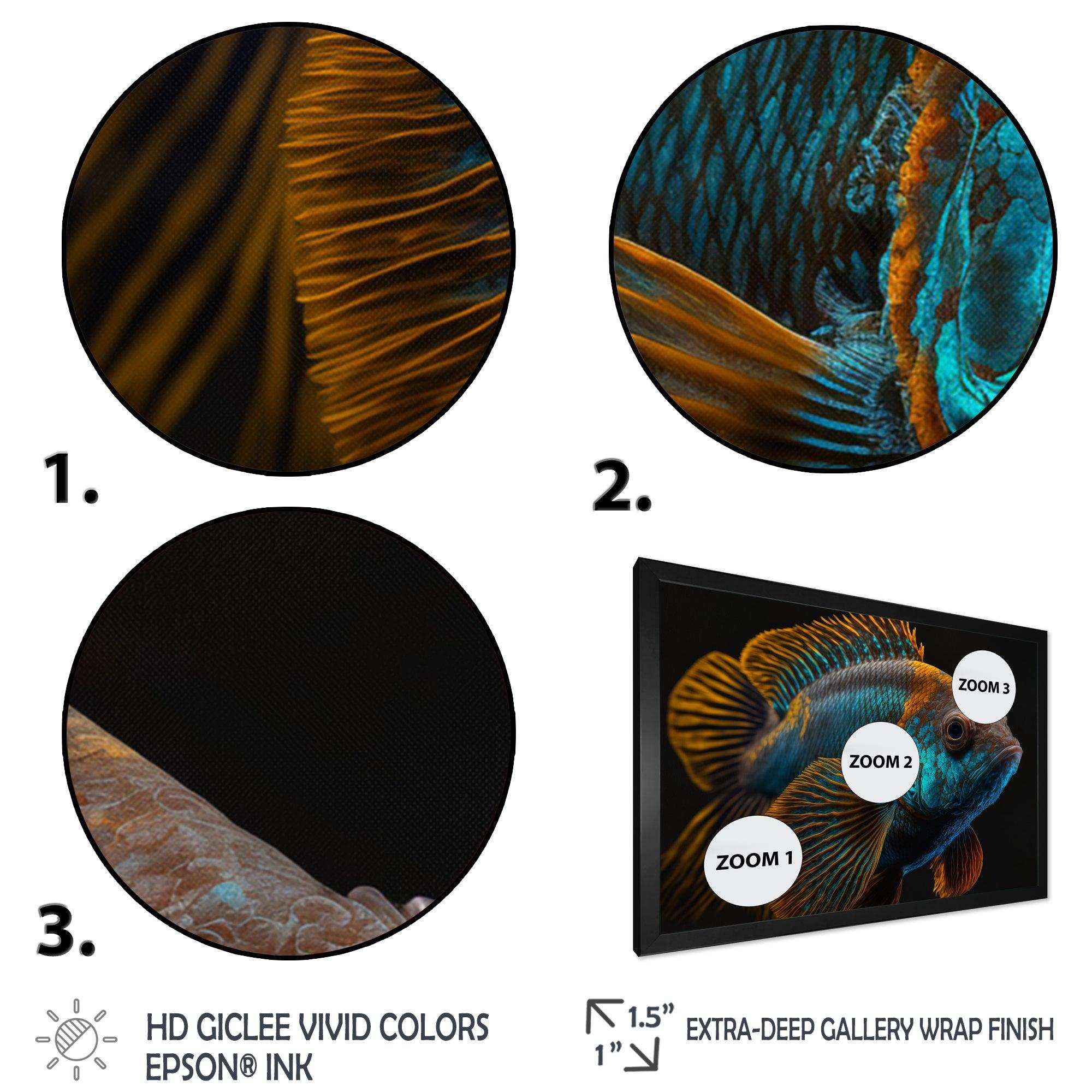 Tropical Blue Fish In Shades Of Blue And Orange IV