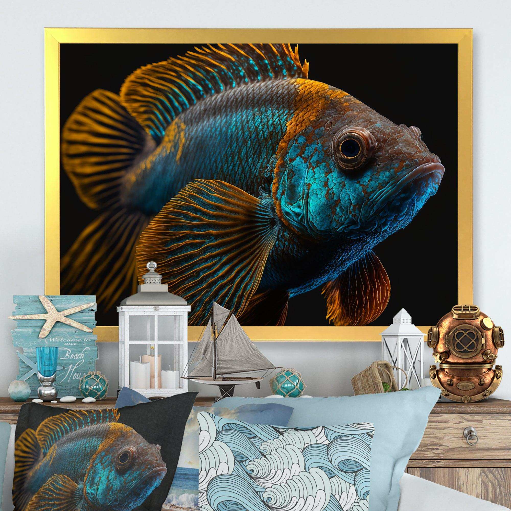 Tropical Blue Fish In Shades Of Blue And Orange IV