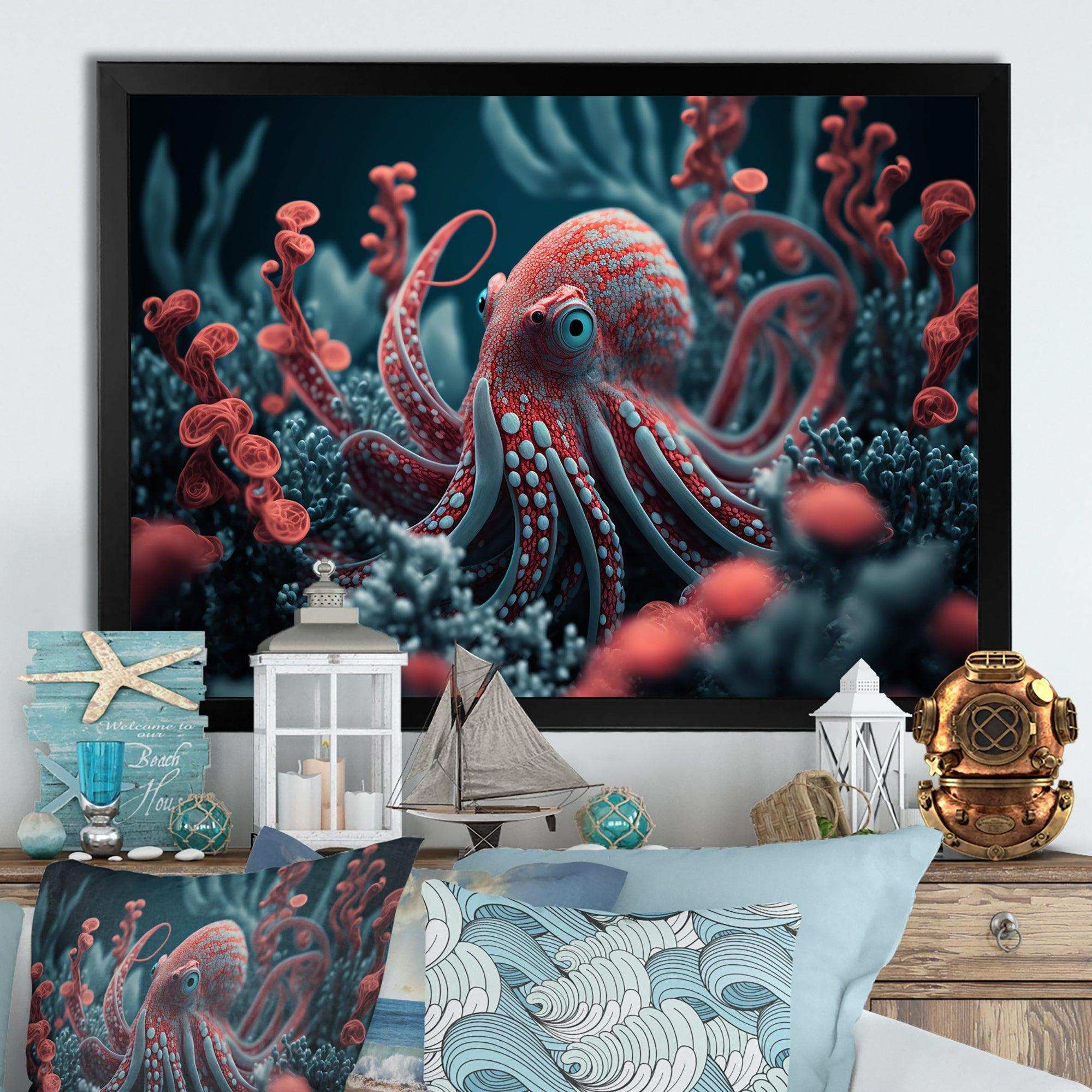 Red Octopus On The Ocean Floor I