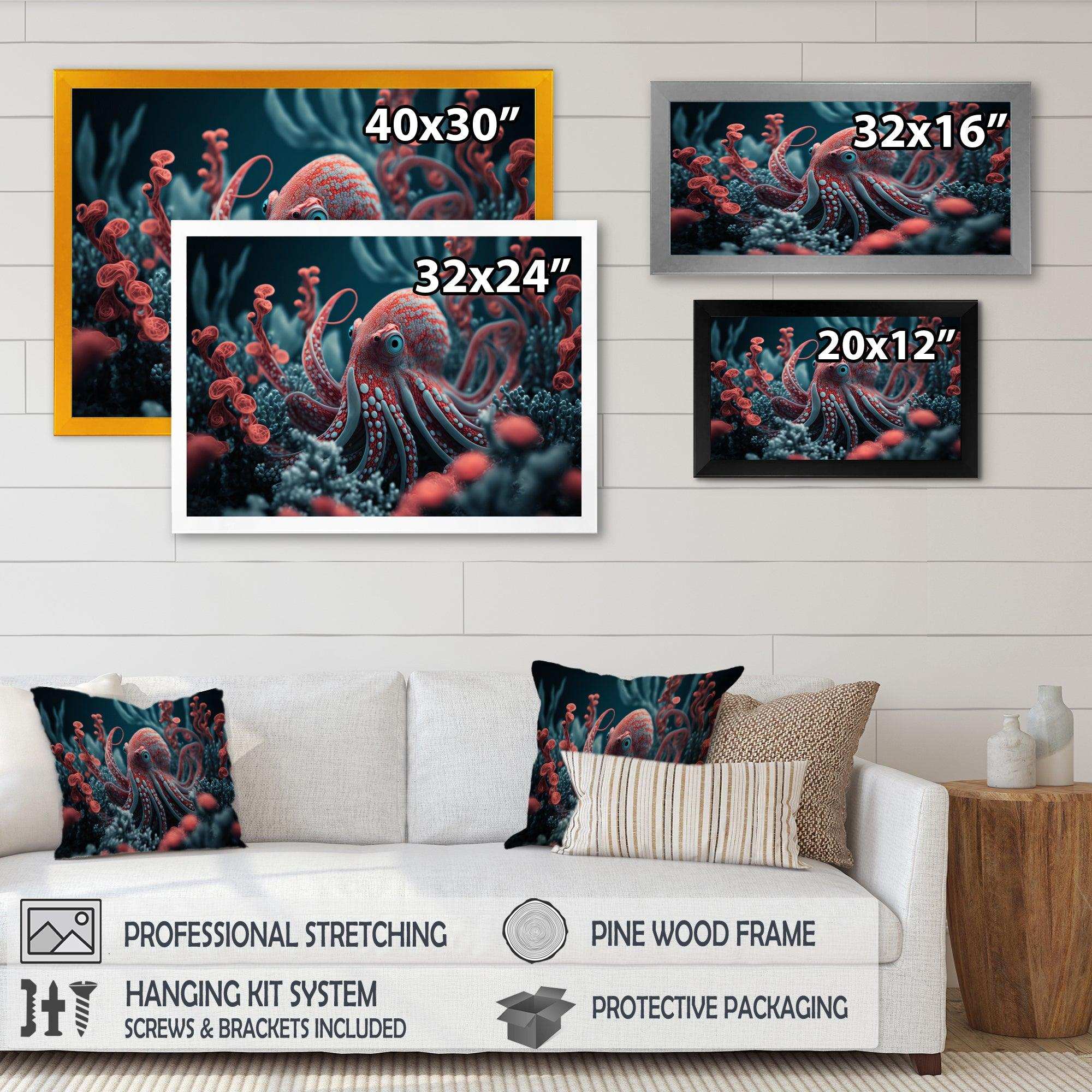 Red Octopus On The Ocean Floor I