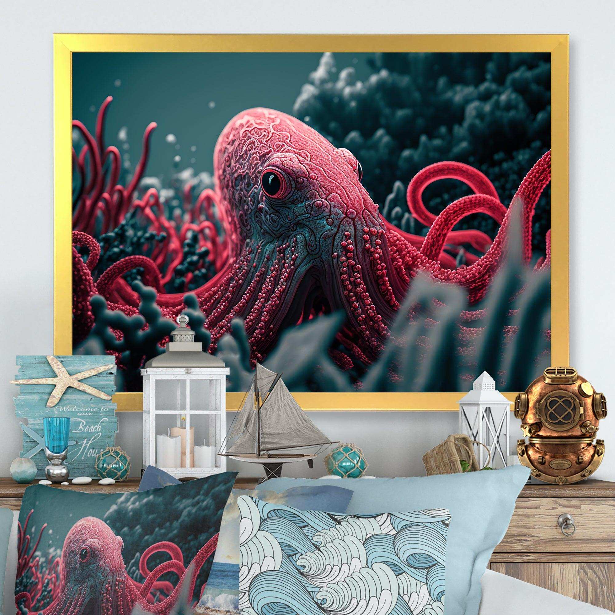 Red Octopus On The Ocean Floor V