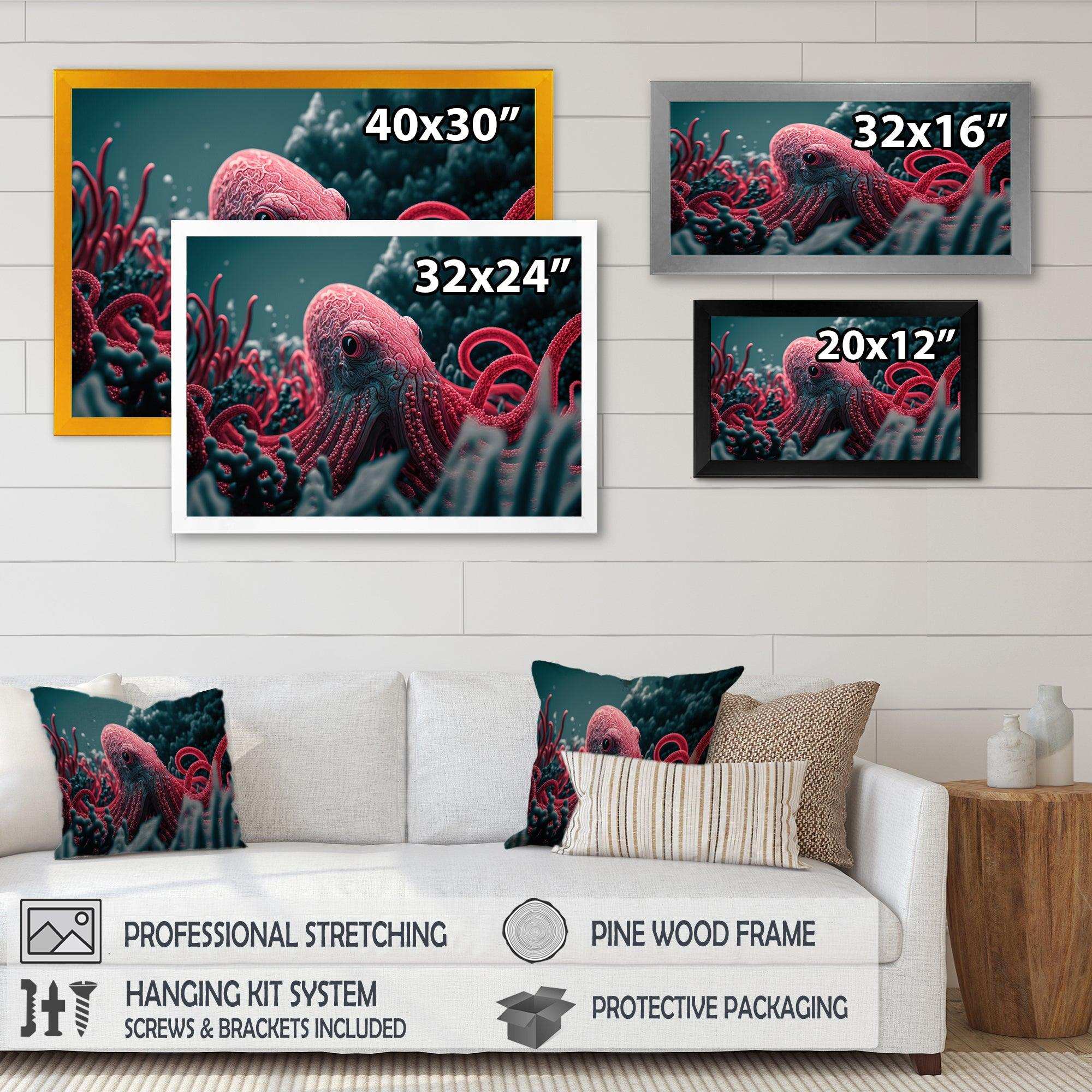 Red Octopus On The Ocean Floor V