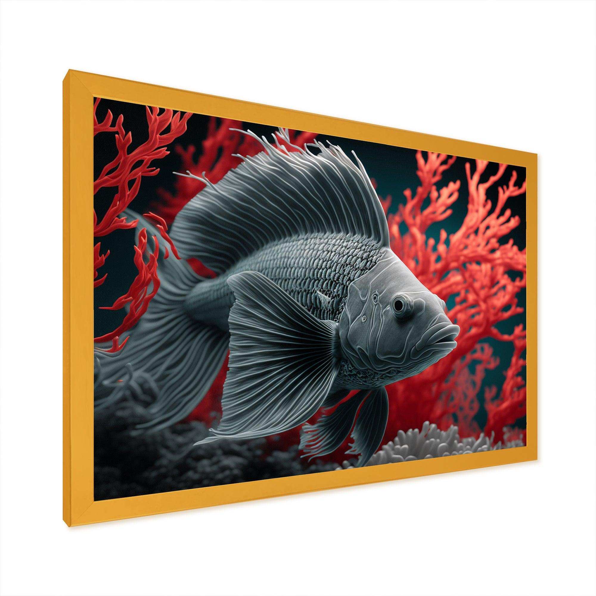 Tropical Fish  In A Red Deep Sea
