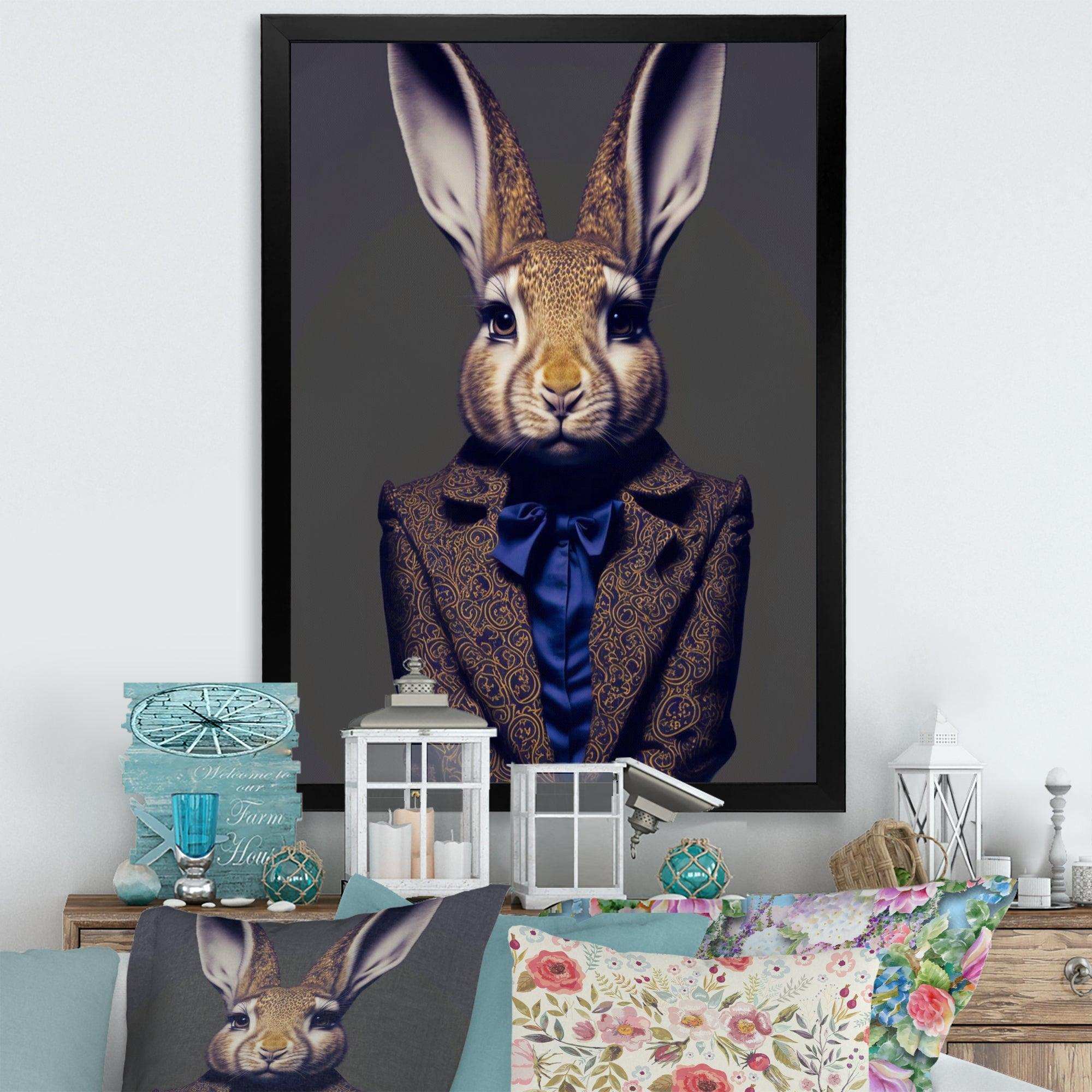 Fancy Rabbit In A Gray And Blue Suit