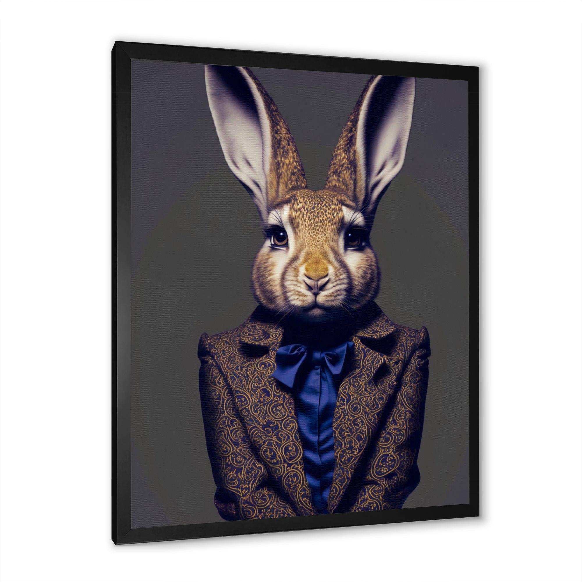 Fancy Rabbit In A Gray And Blue Suit