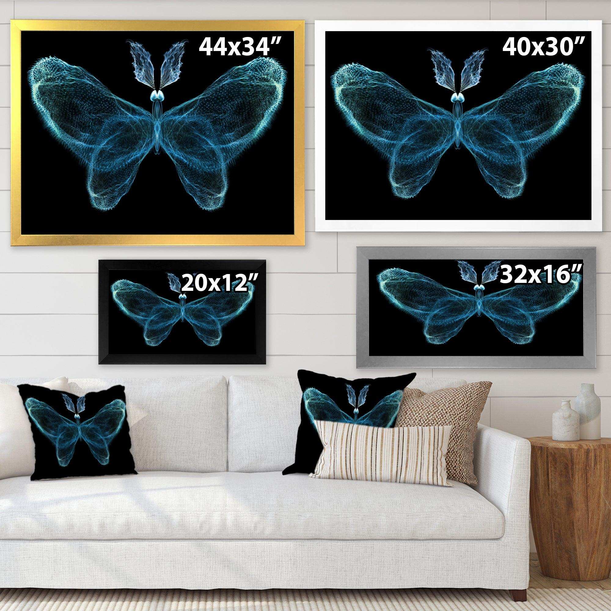 Turquoise Fractal Butterfly in Dark