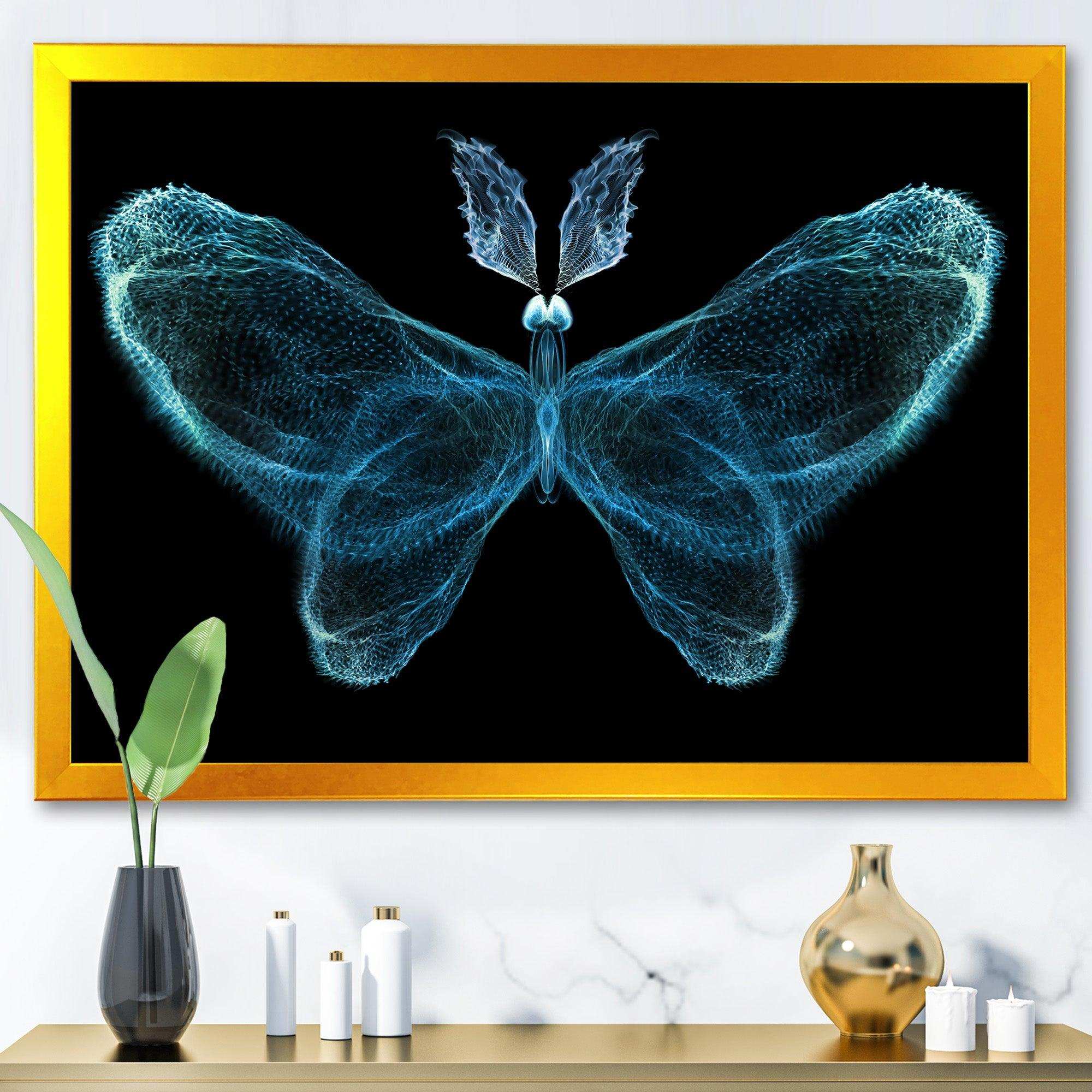 Turquoise Fractal Butterfly in Dark