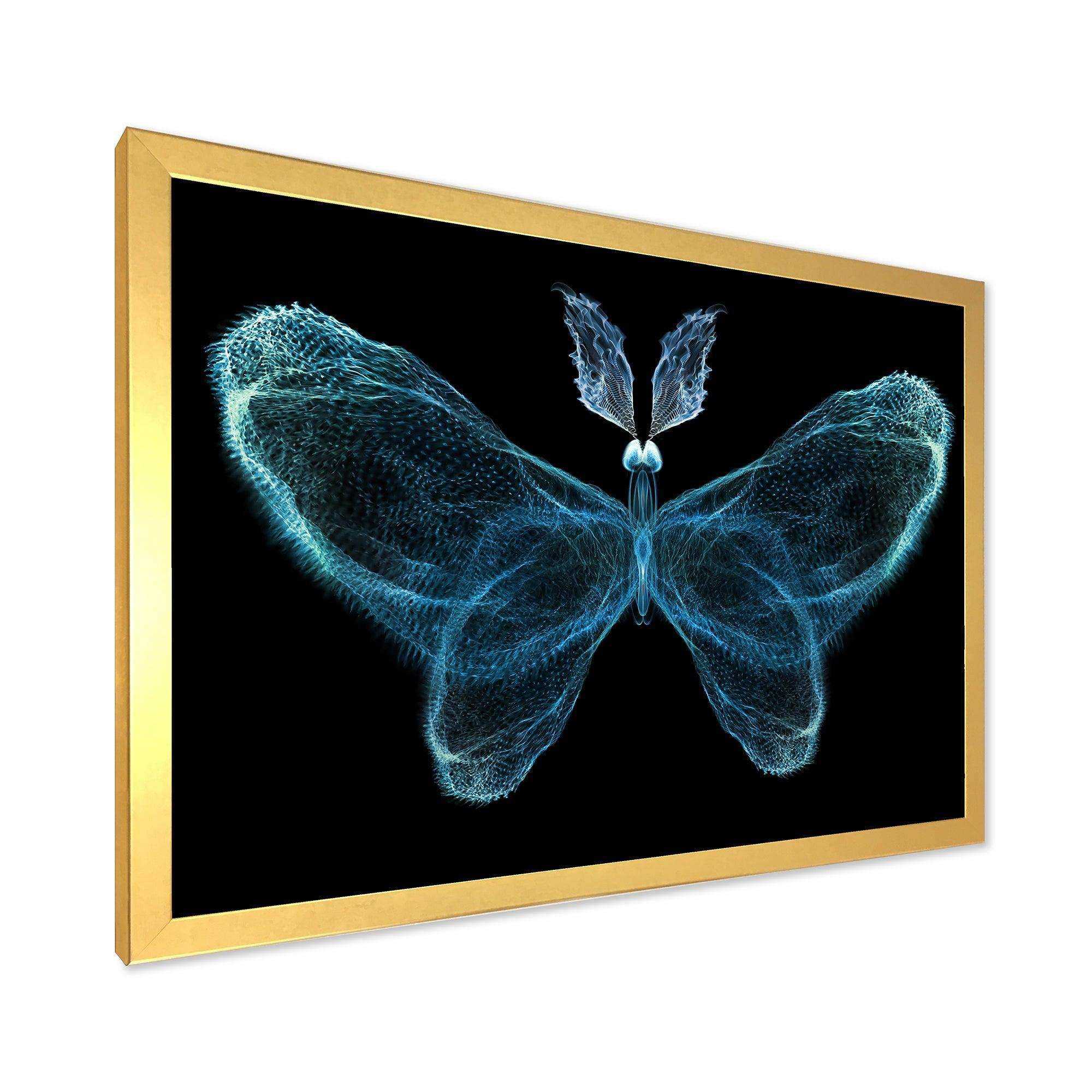 Turquoise Fractal Butterfly in Dark