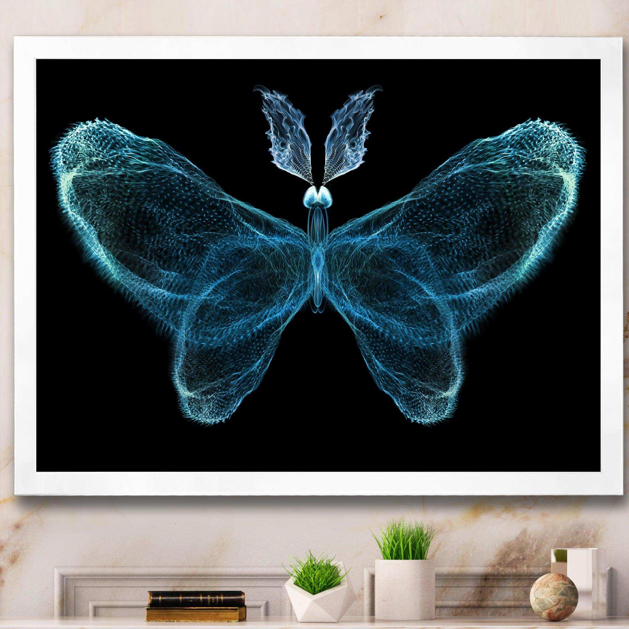 Turquoise Fractal Butterfly in Dark