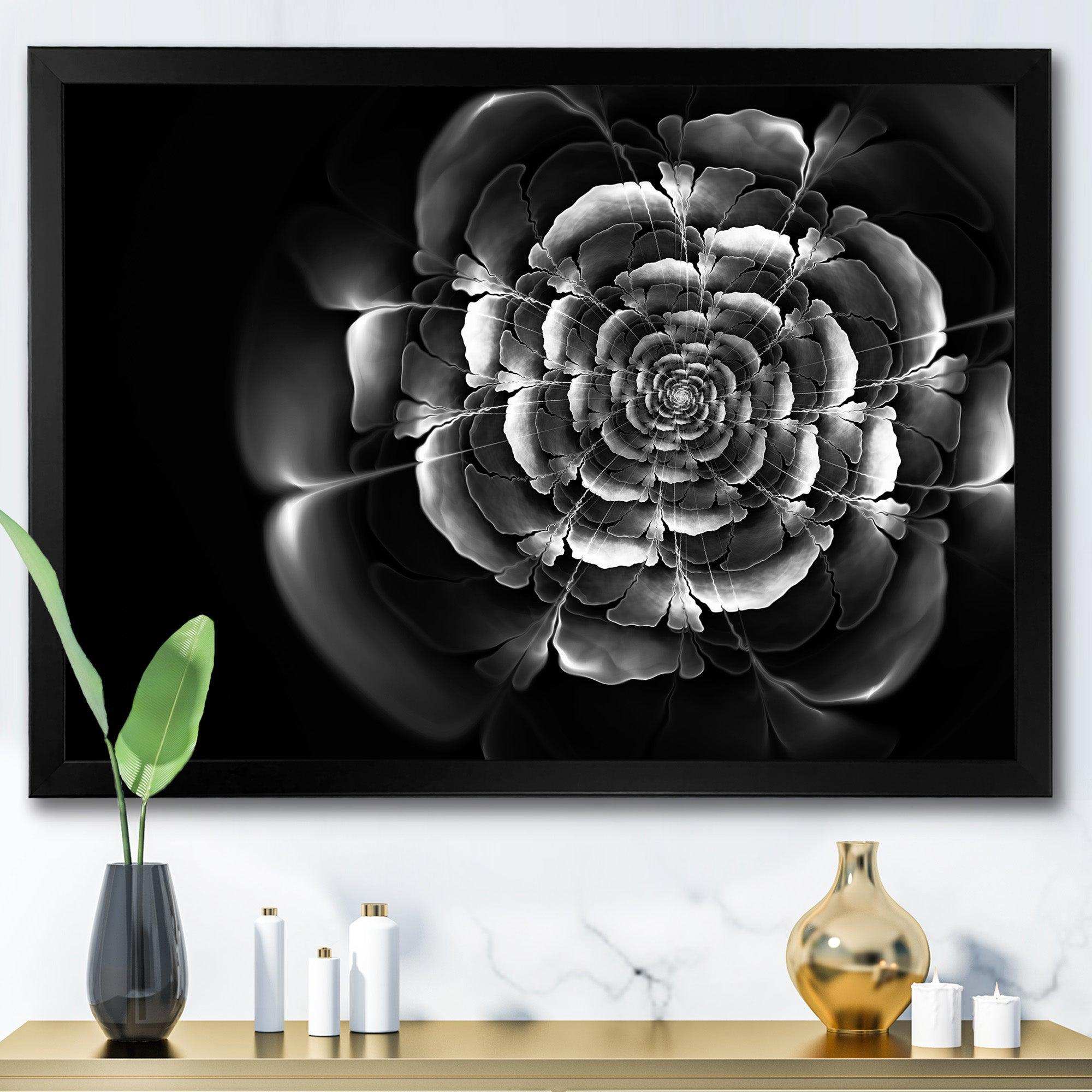 Fractal Silver Rose in Dark