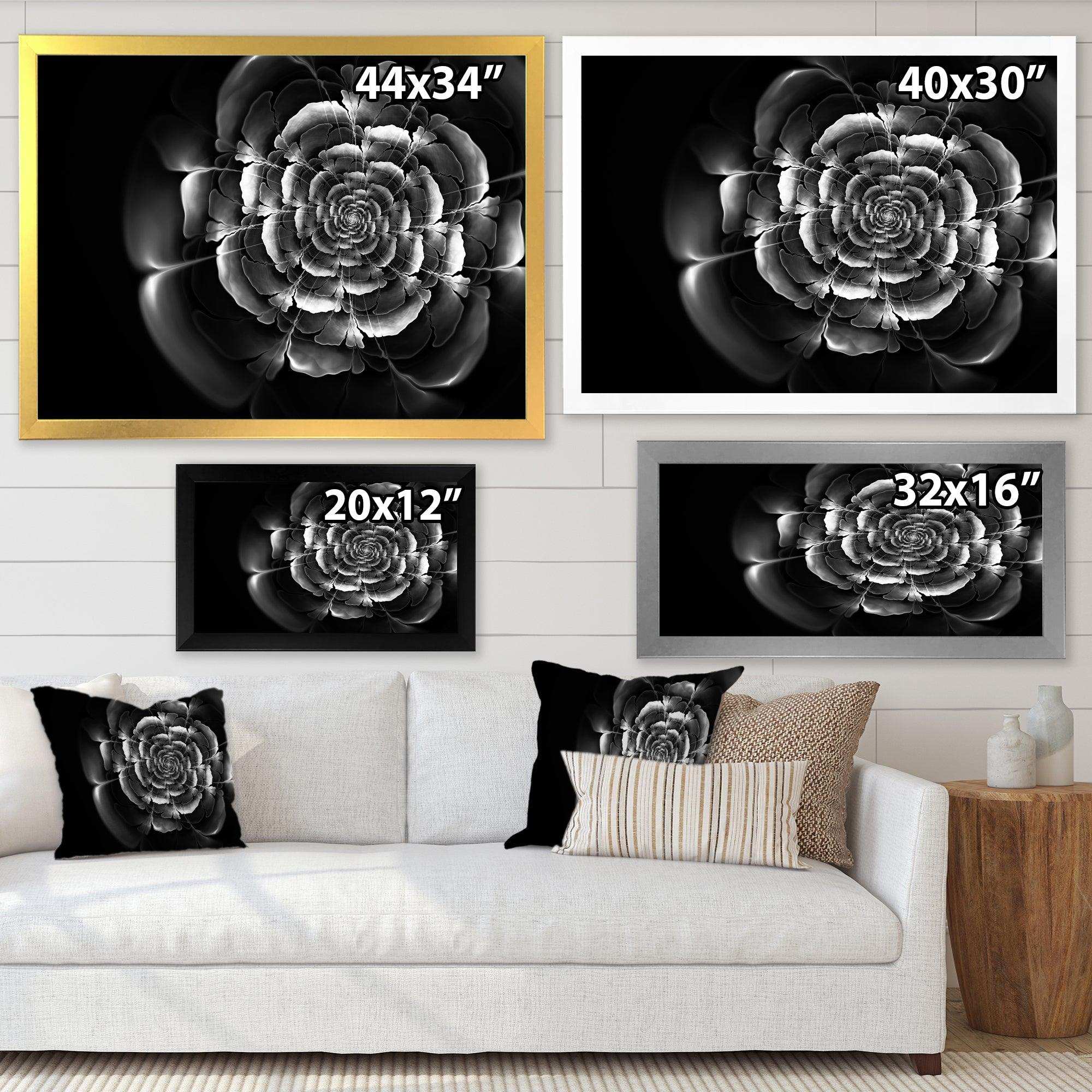 Fractal Silver Rose in Dark