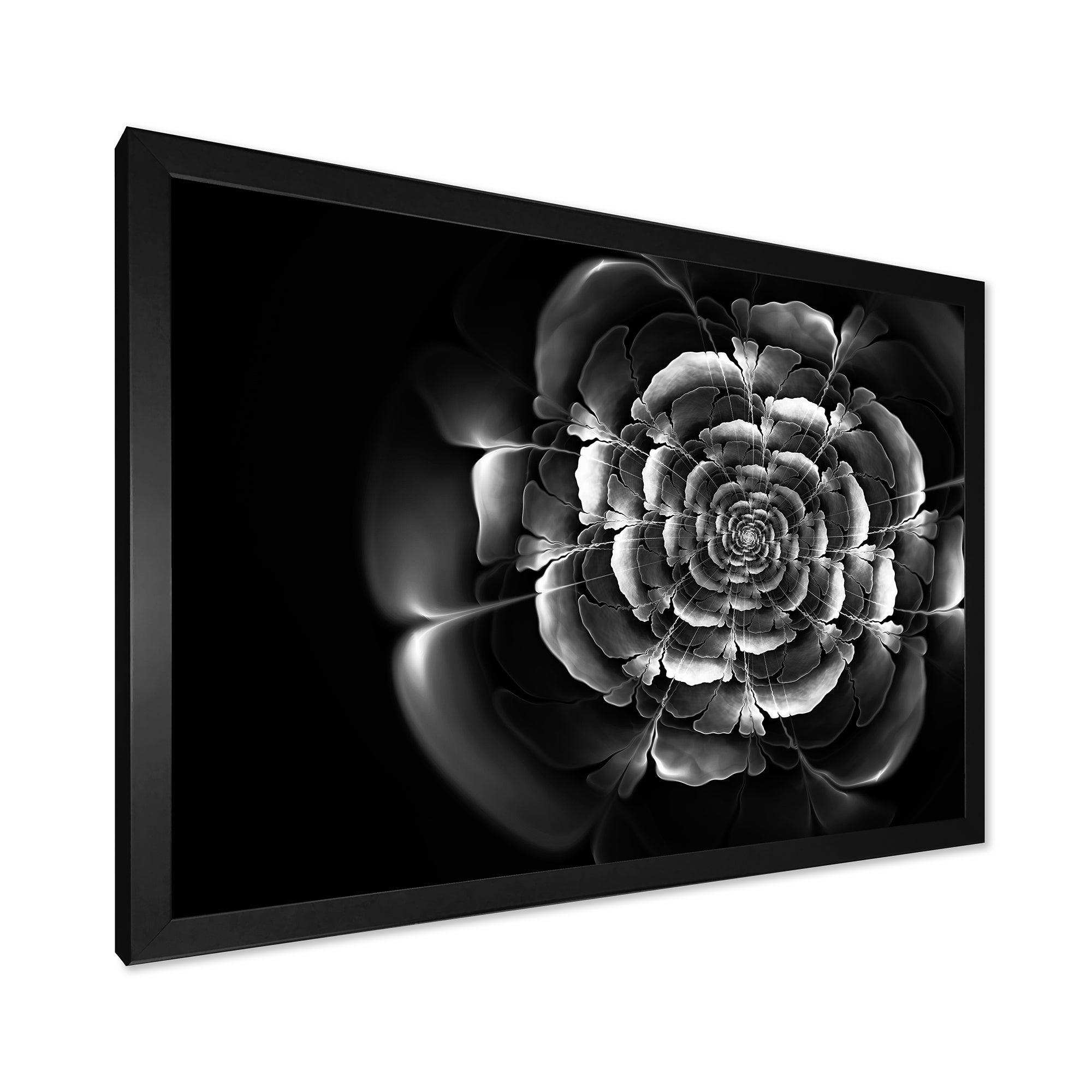 Fractal Silver Rose in Dark