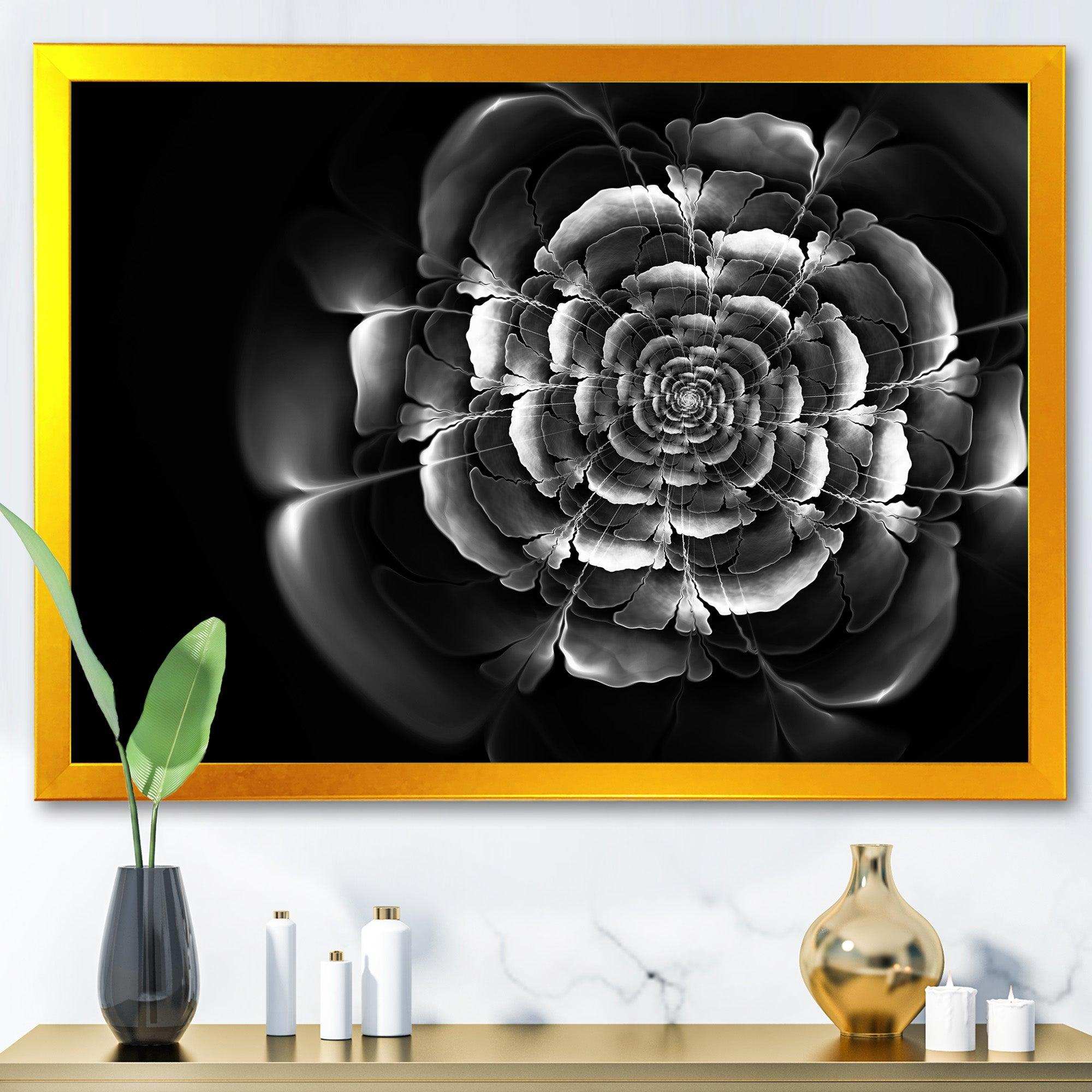 Fractal Silver Rose in Dark