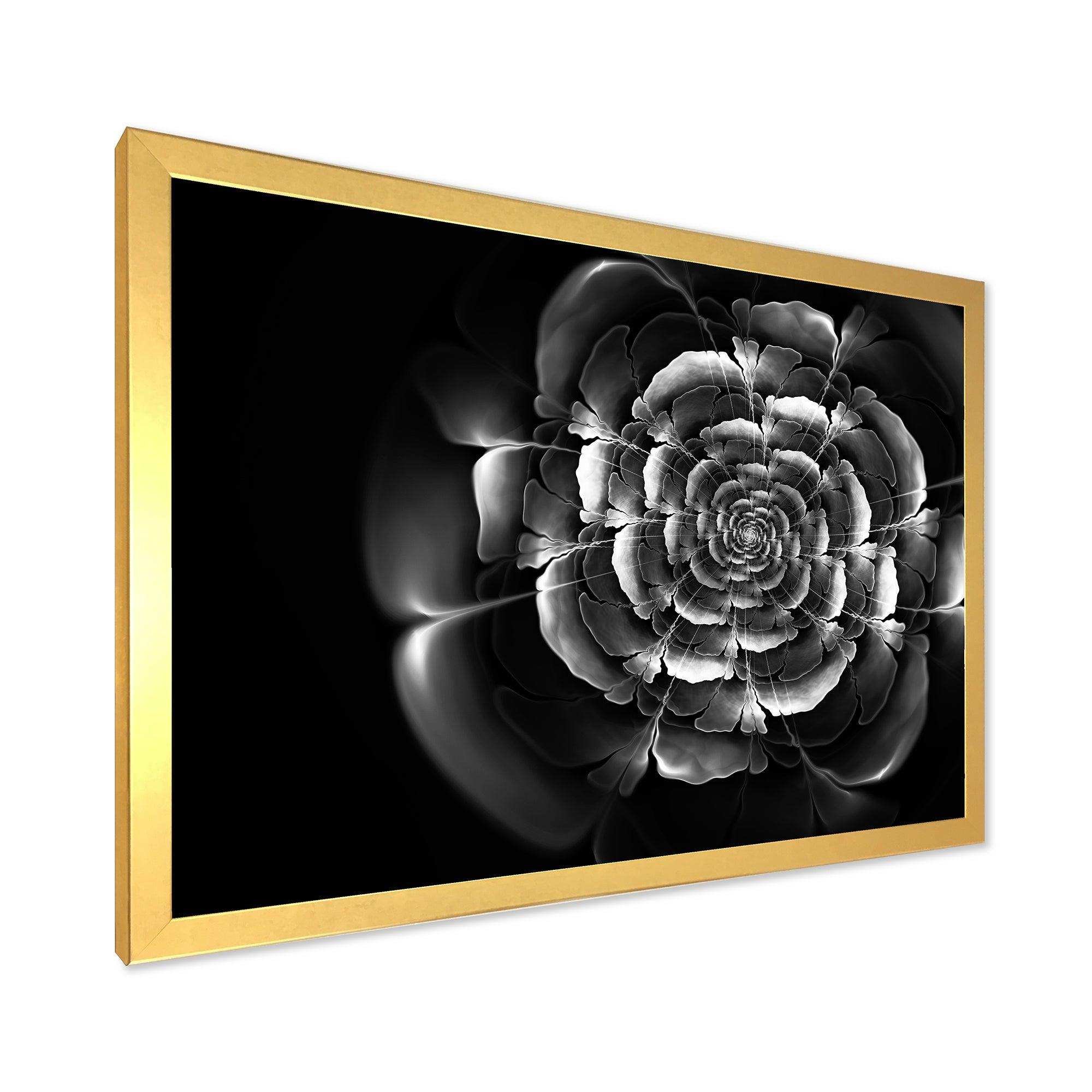 Fractal Silver Rose in Dark