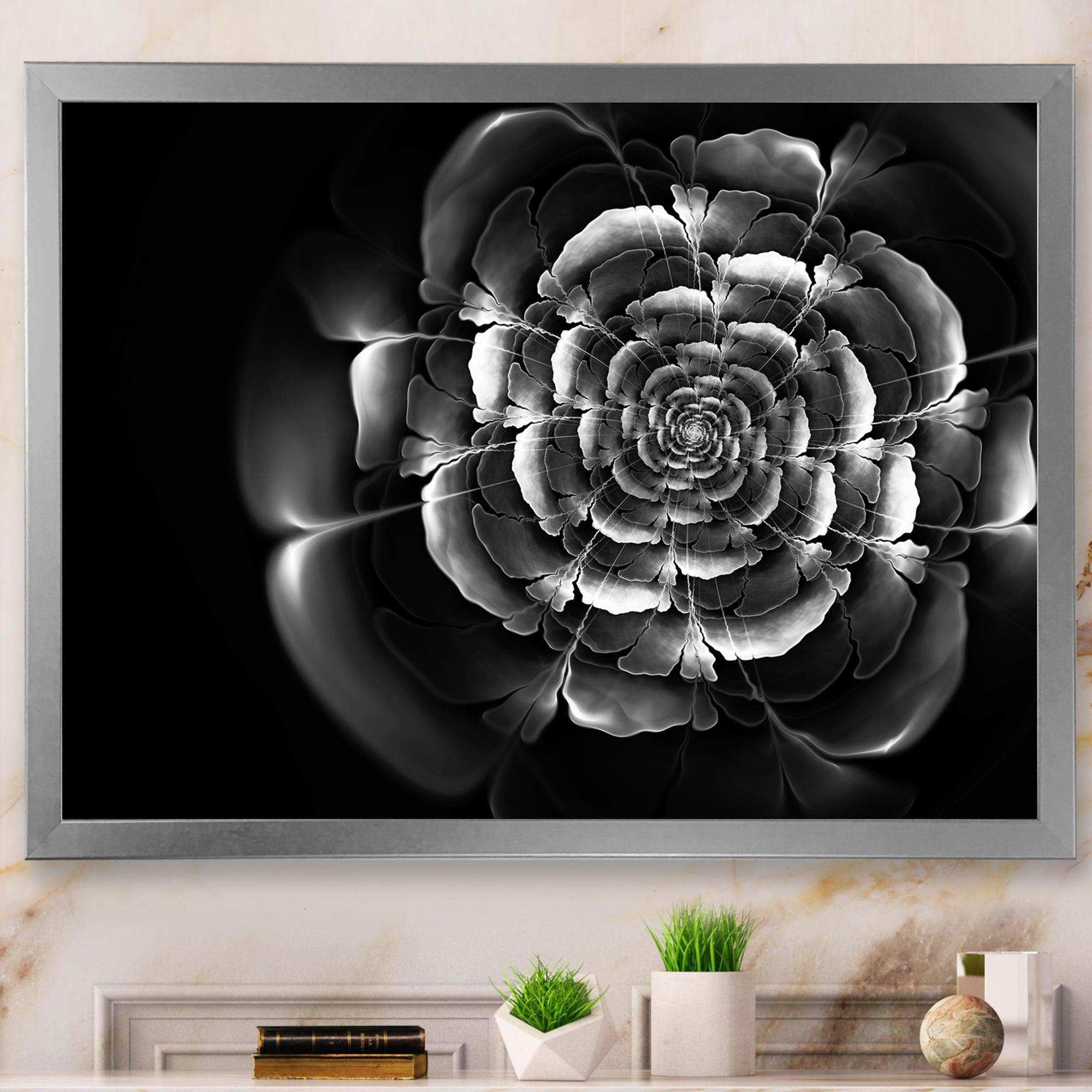 Fractal Silver Rose in Dark